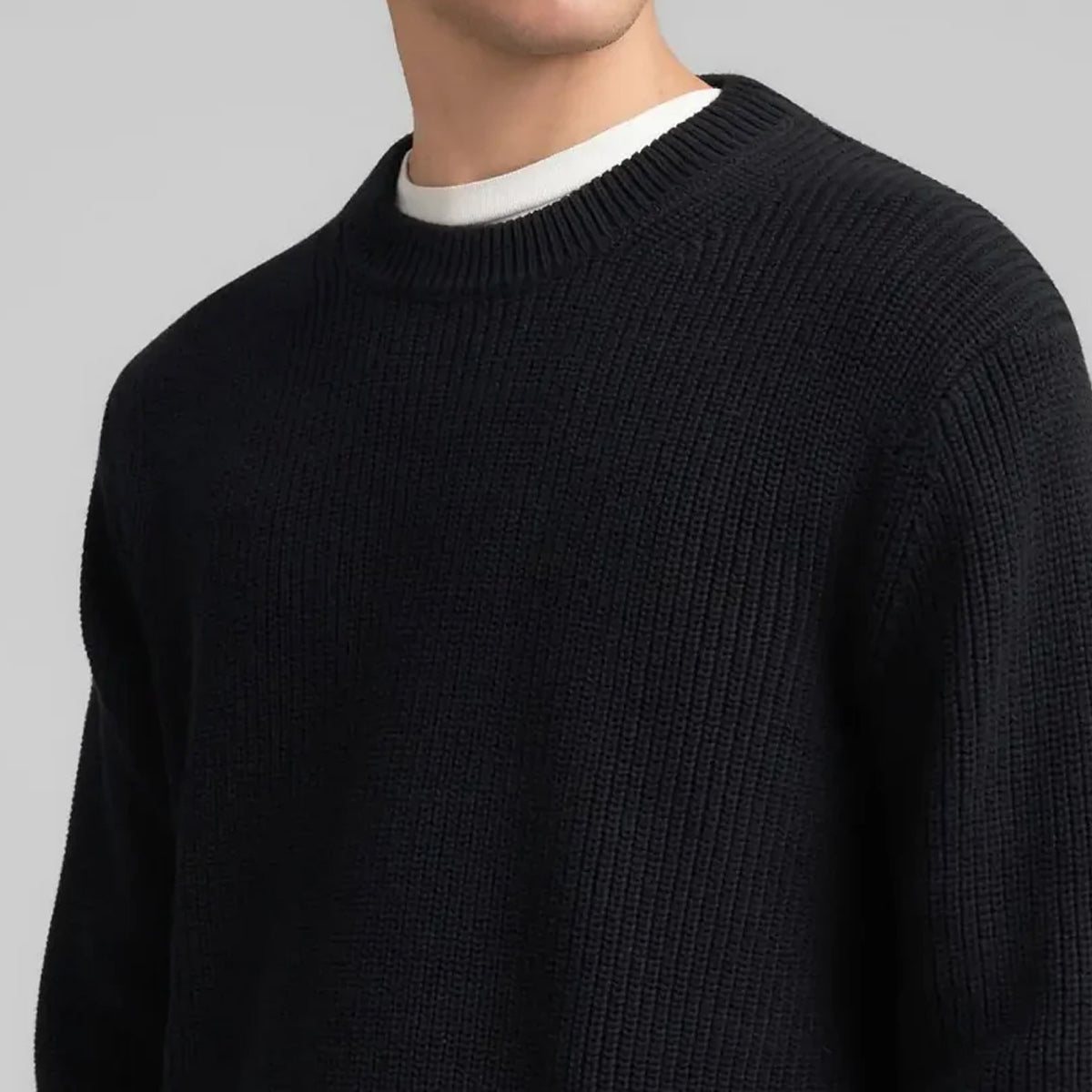 REPLAY CHUNKY KNIT NAVY CREW NECK JUMPER UK4722
