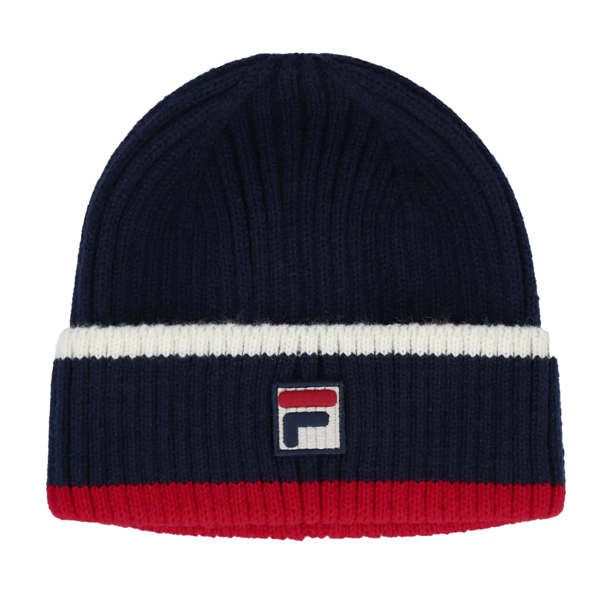 FILA CIRO RIBBED TURN UP BEANIE NAVY/RED