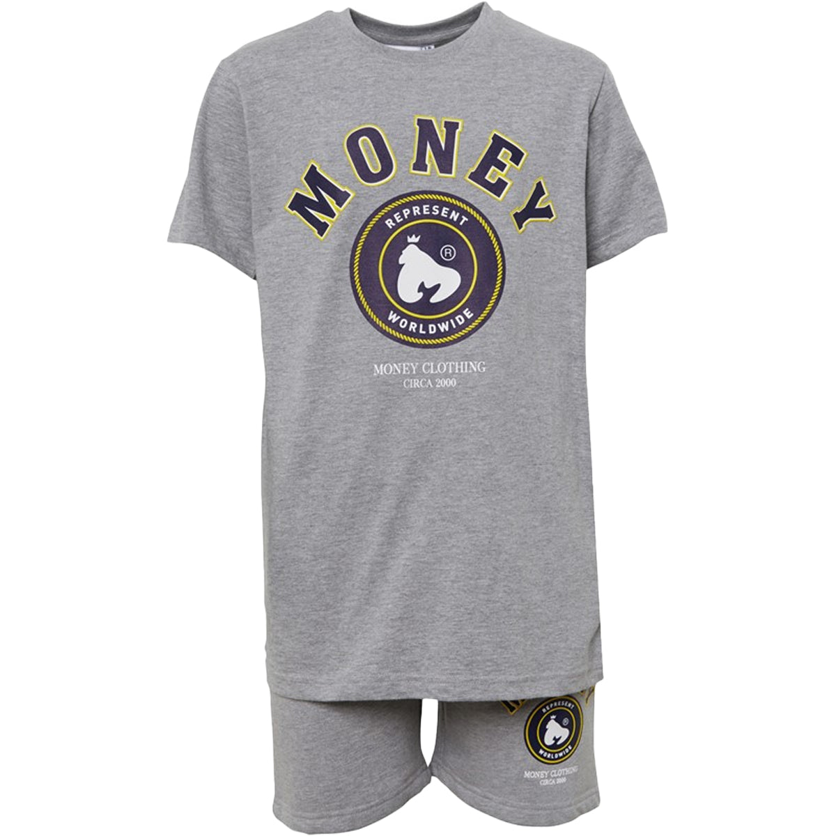 MONEY COLLEGE TWIN T-SHIRT & SHORTS SET GREY