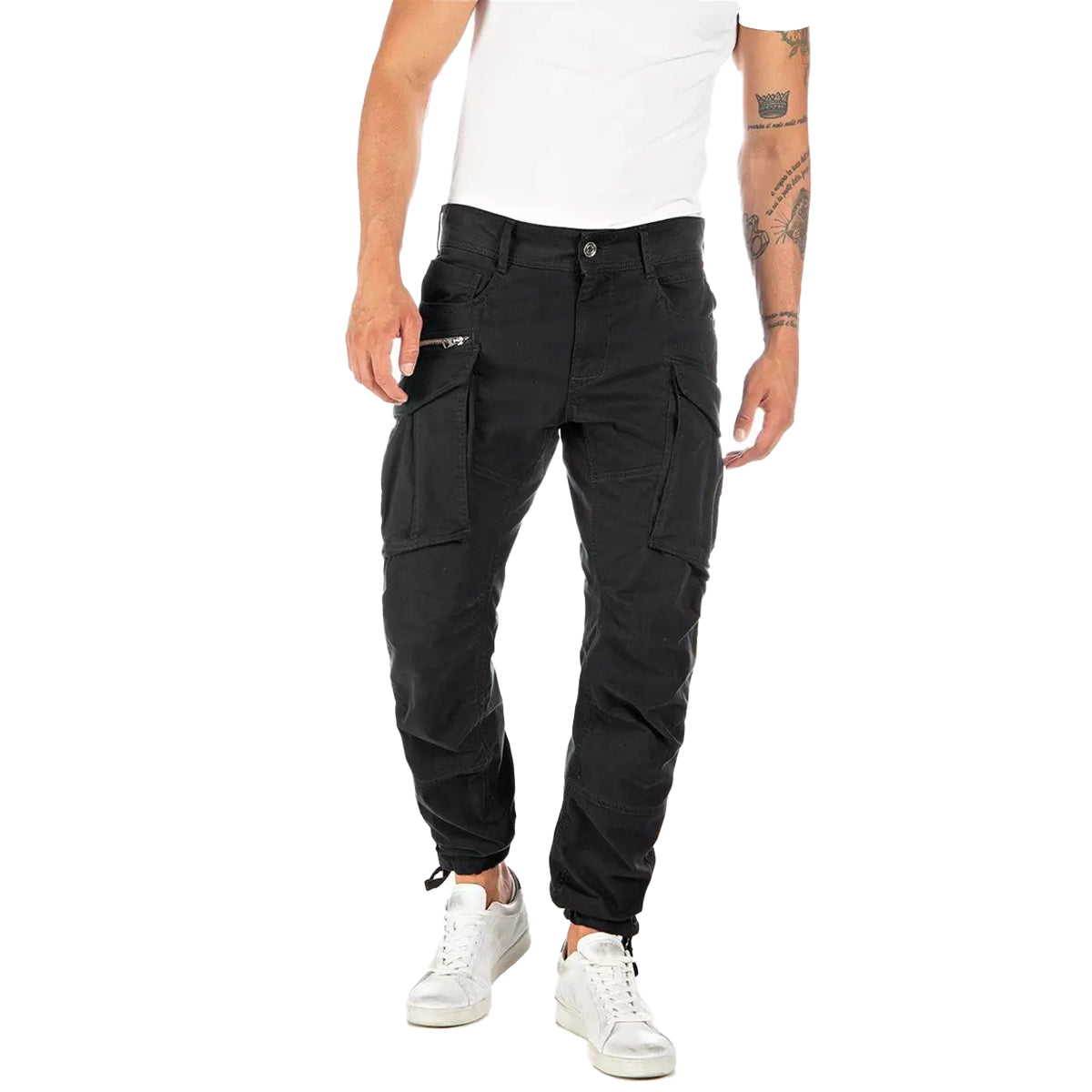 REPLAY COMFORT COTTON TWILL BLACK CARGO COMBATS