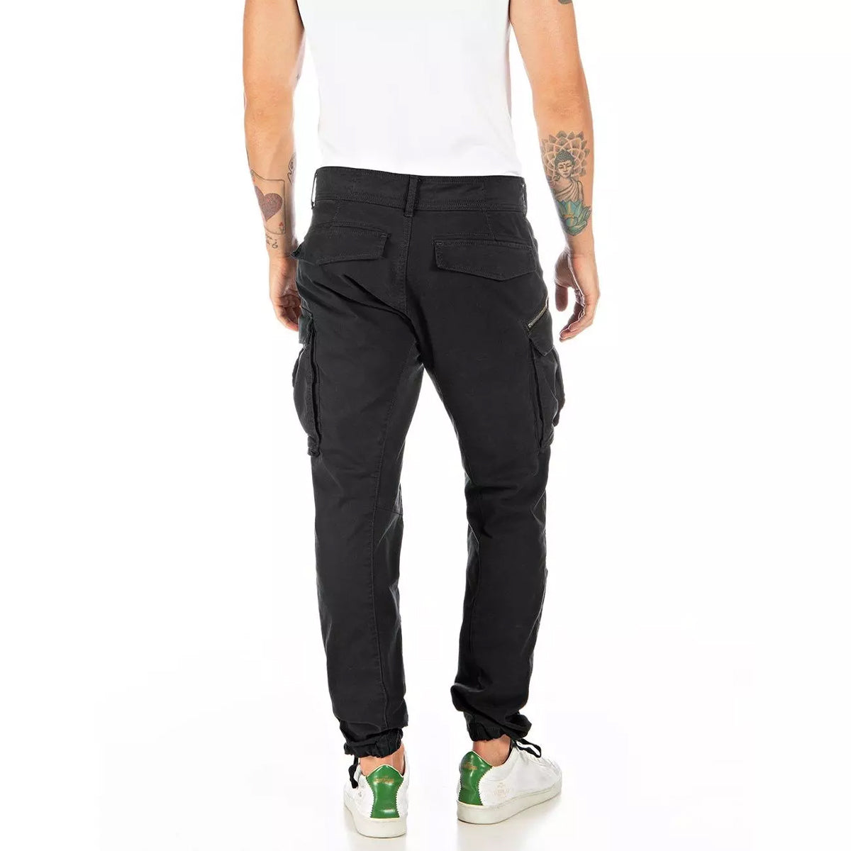 REPLAY COMFORT COTTON TWILL BLACK CARGO COMBATS