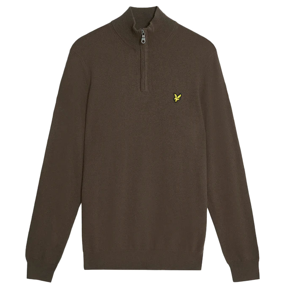LYLE & SCOTT COTTON MERINO QUARTER ZIP ESPRESSO BROWN JUMPER KN2112VC