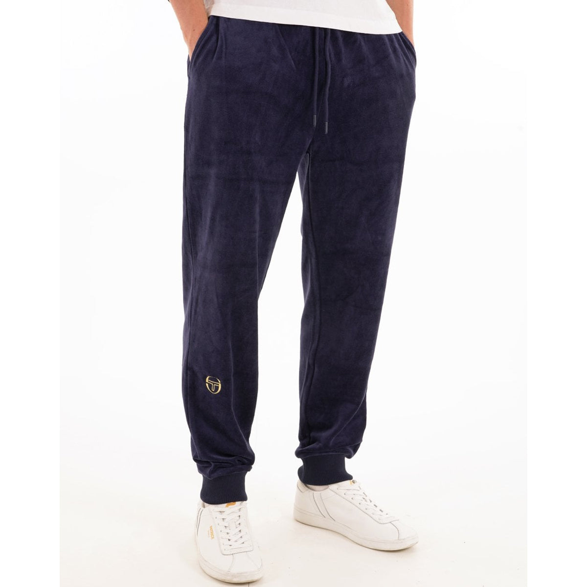SERGIO TACCHINI COURT VELOUR TRACK PANTS NAVY/CREAM