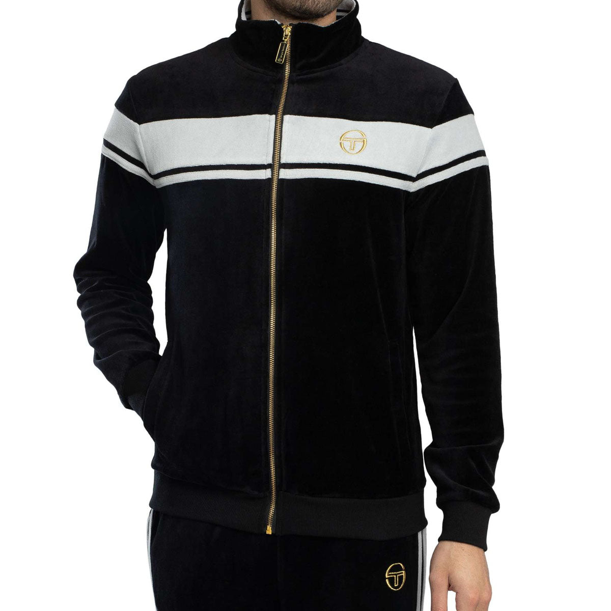 SERGIO TACCHINI DAMARINDO BLACK VELOUR TRACK TOP
