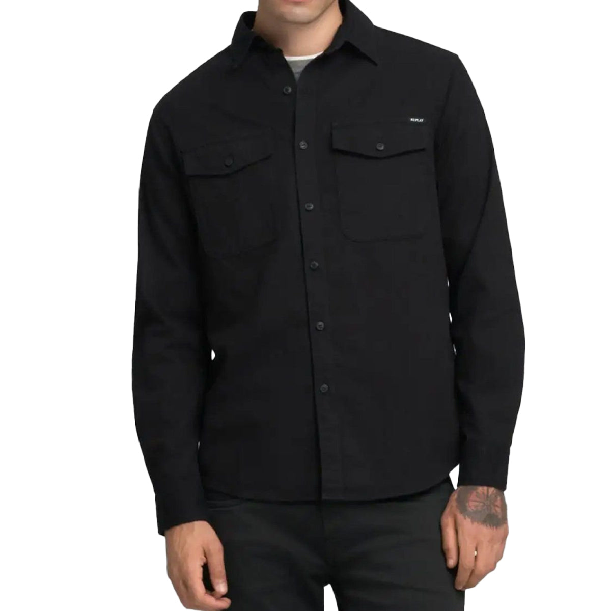 REPLAY DOUBLE POCKET BLACK DENIM SHIRT M4124