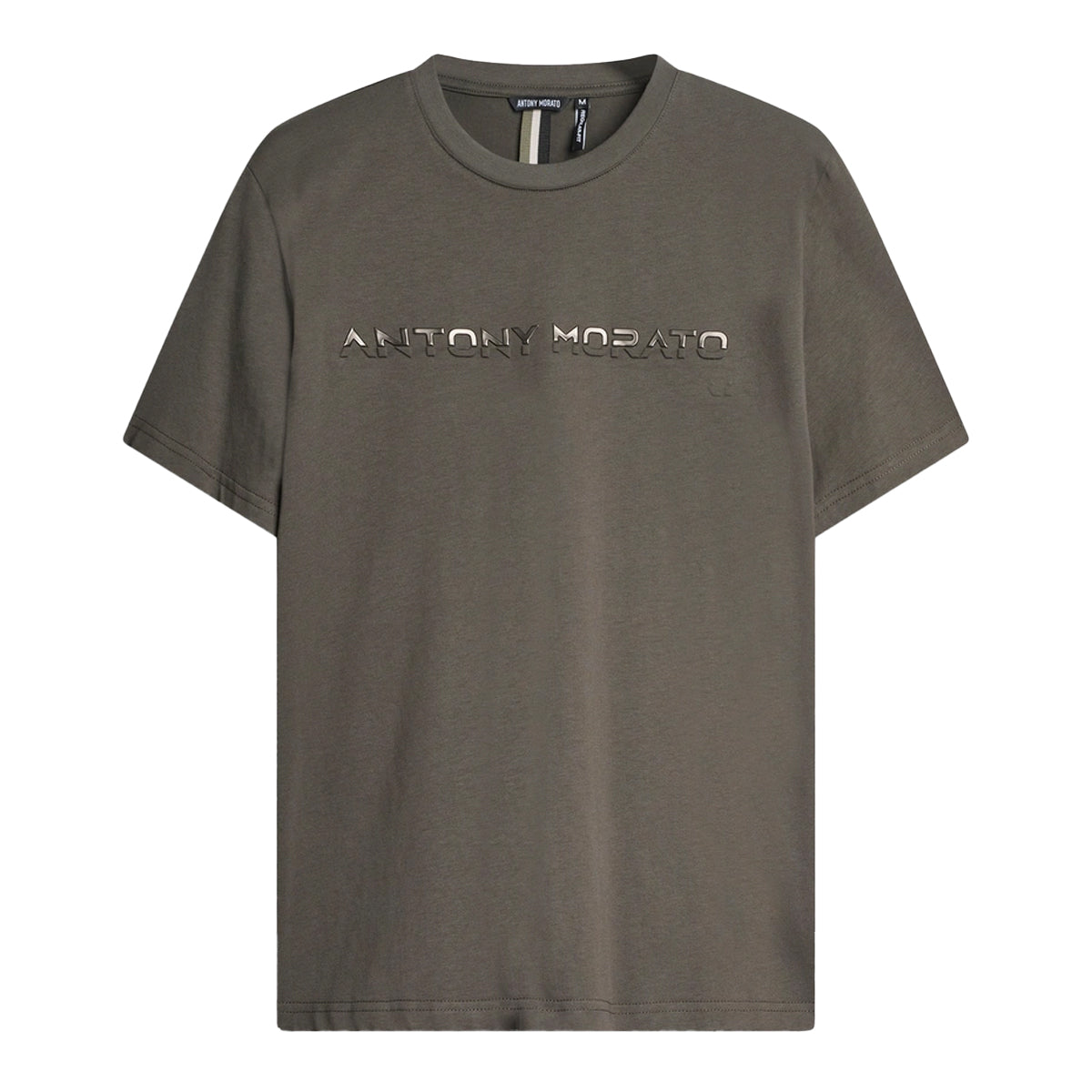 ANTONY MORATO EMBOSSED LOGO ARMY GREEN T-SHIRT MMKS02568