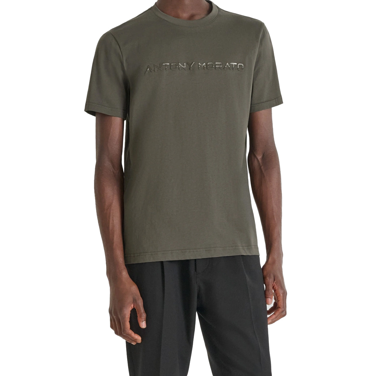 ANTONY MORATO EMBOSSED LOGO ARMY GREEN T-SHIRT MMKS02568