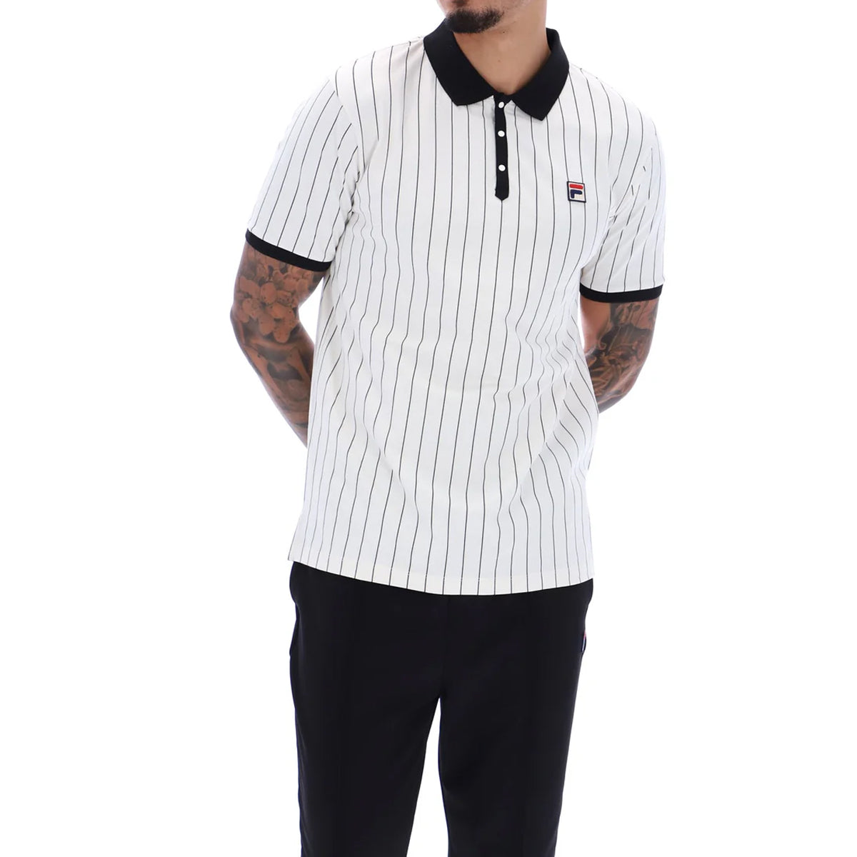 Fila BB1 Classic Vintage Striped Polo T-Shirt Gardenia/Black