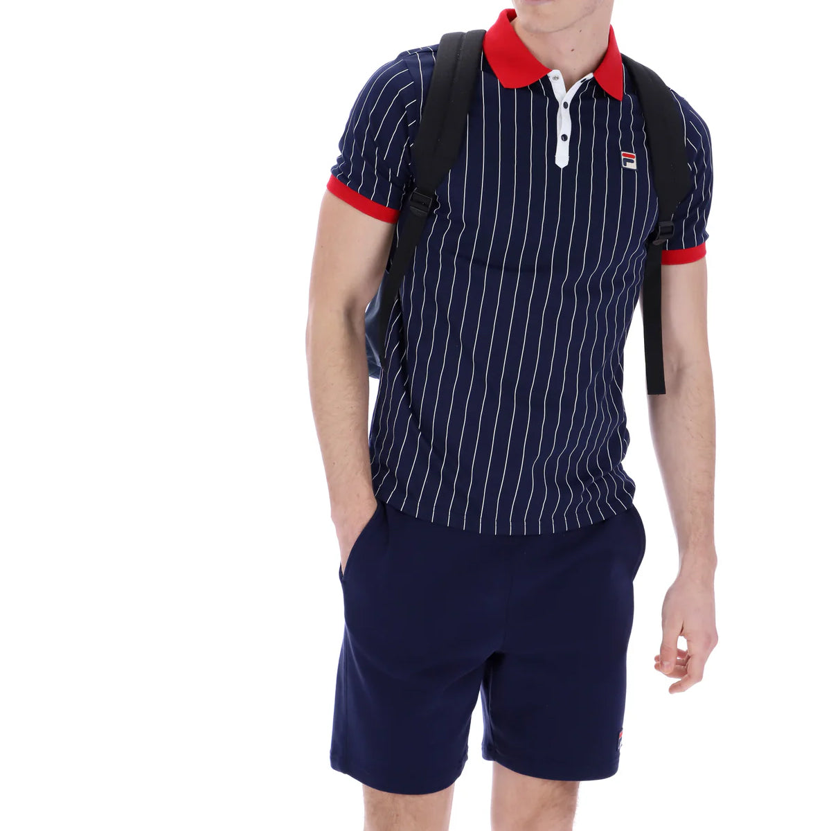 Fila BB1 Classic Vintage Striped Polo T-Shirt Navy/Red