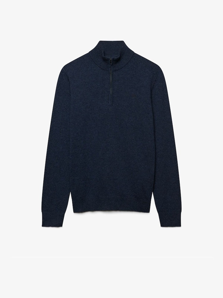 SUPERDRY ESSENTIAL LIGHTWEIGHT WOOL BLEND 1/2 ZIP JUMPER RICH NAVY MARL WJC