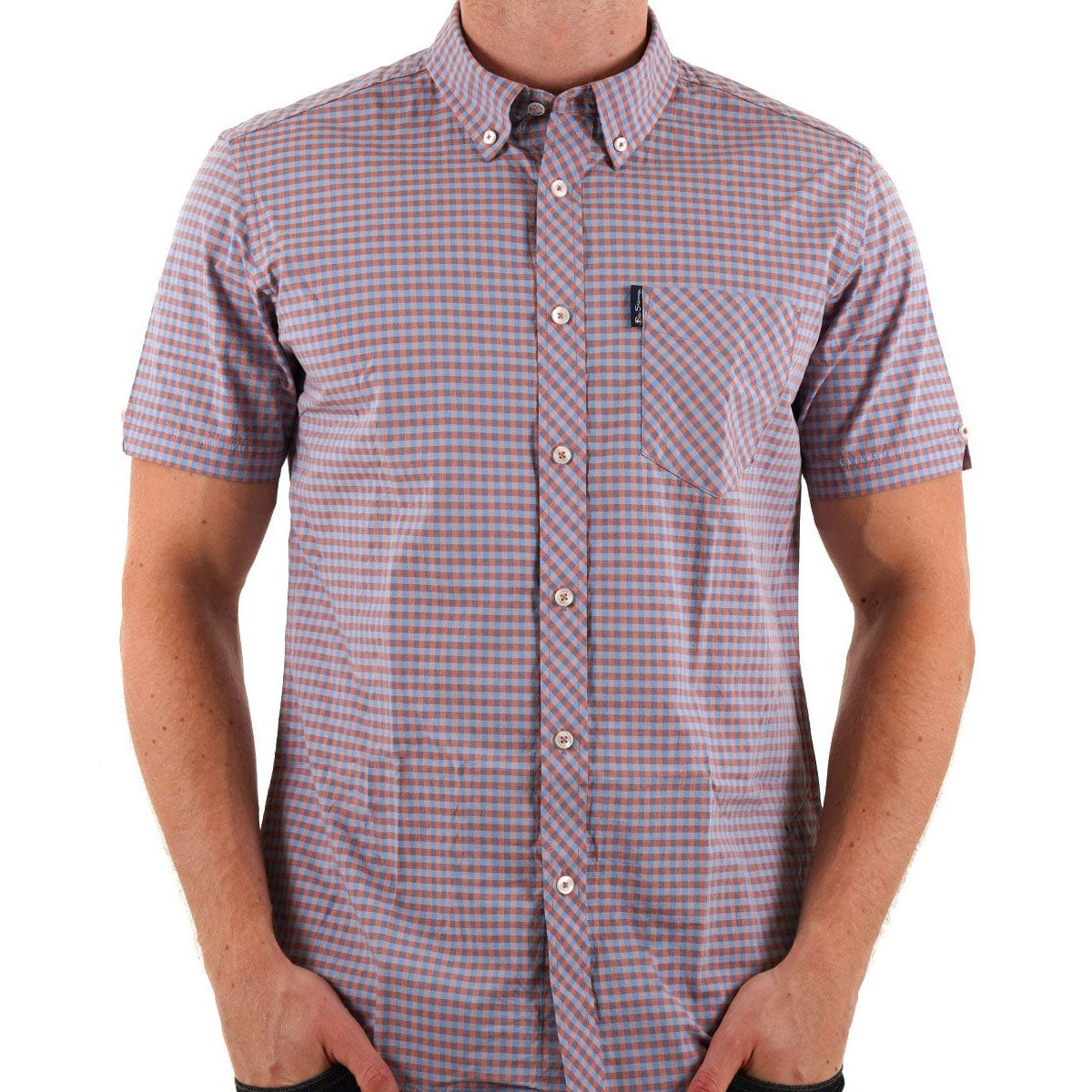 BEN SHERMAN GINGHAM LIGHT PINK CHECK SHIRT 1012491