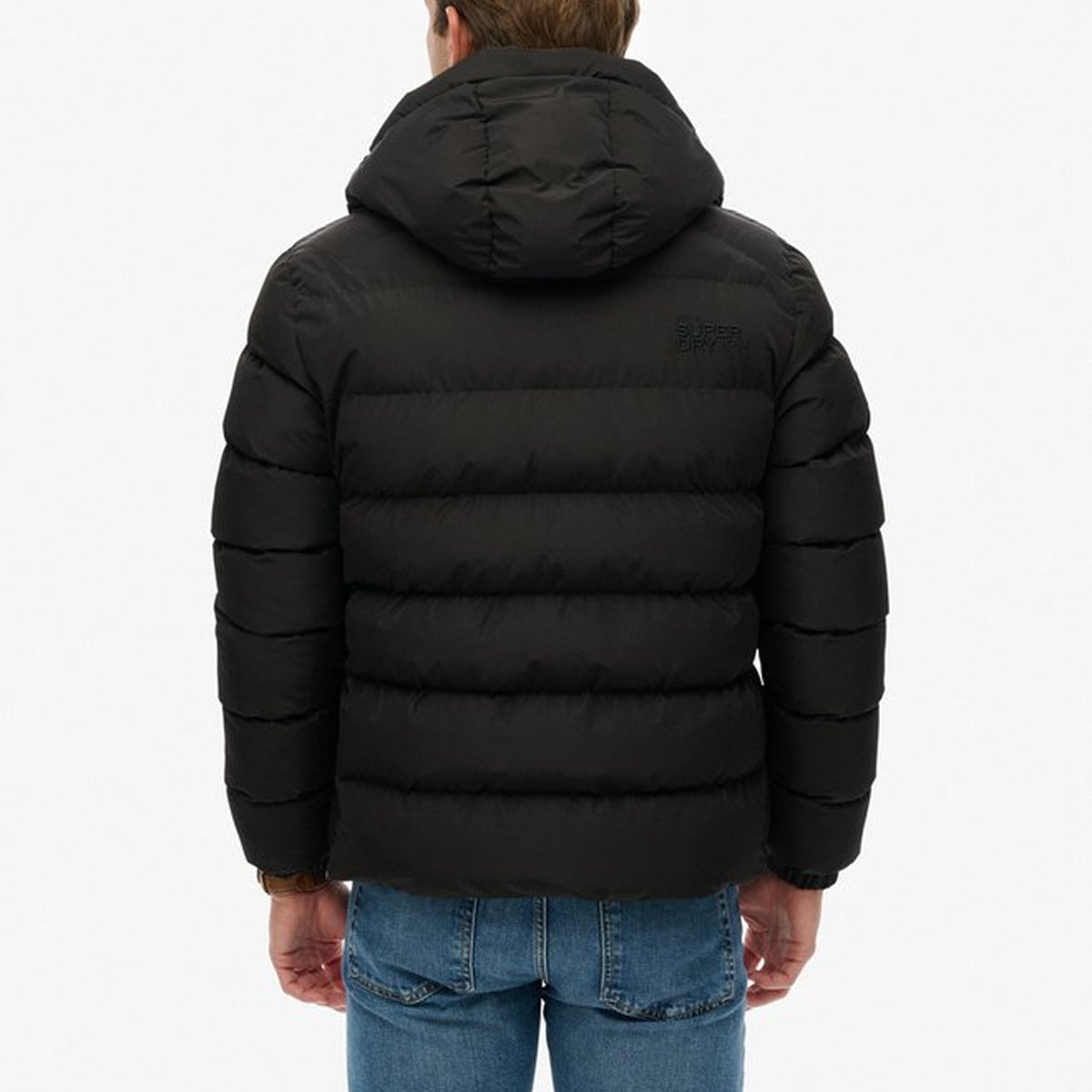 SUPERDRY HOODED SPORTS PUFFER BLACK JACKET