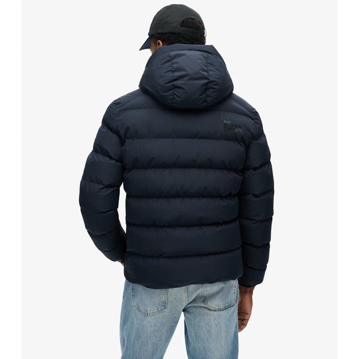 SUPERDRY HOODED SPORTS PUFFER NAVY JACKET