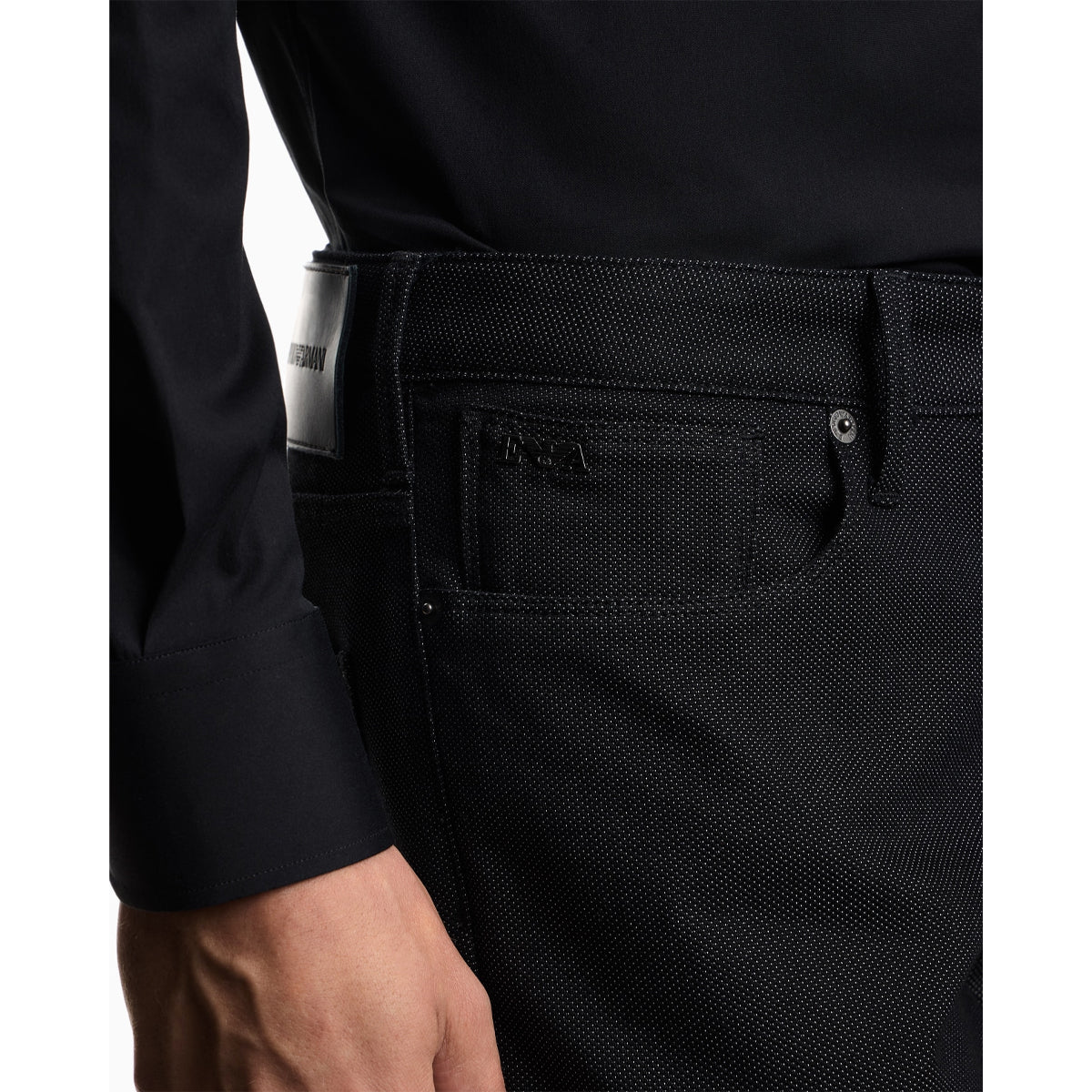 EMPORIO ARMANI J06 1N2NZ SLIM FIT BLACK MICRO DOT JEANS