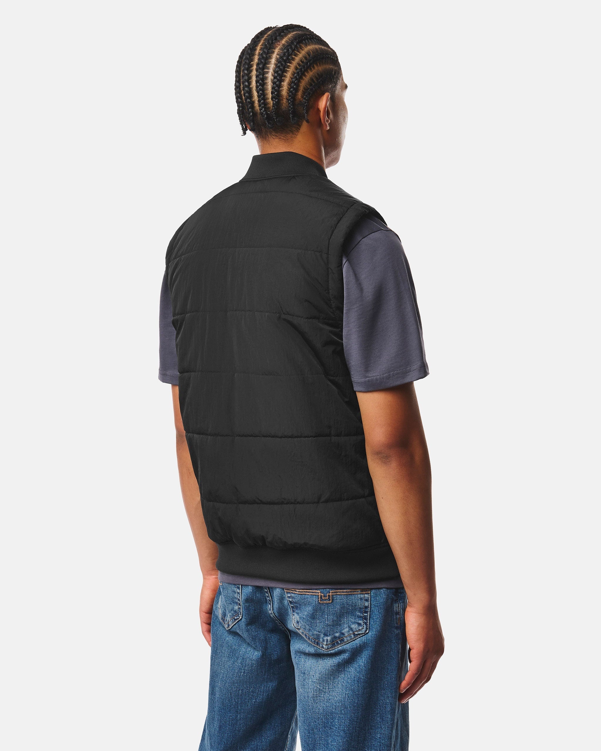 WEEKEND OFFENDER SAHARUN LIGHTWEIGHT QUILTED GILET BLACK