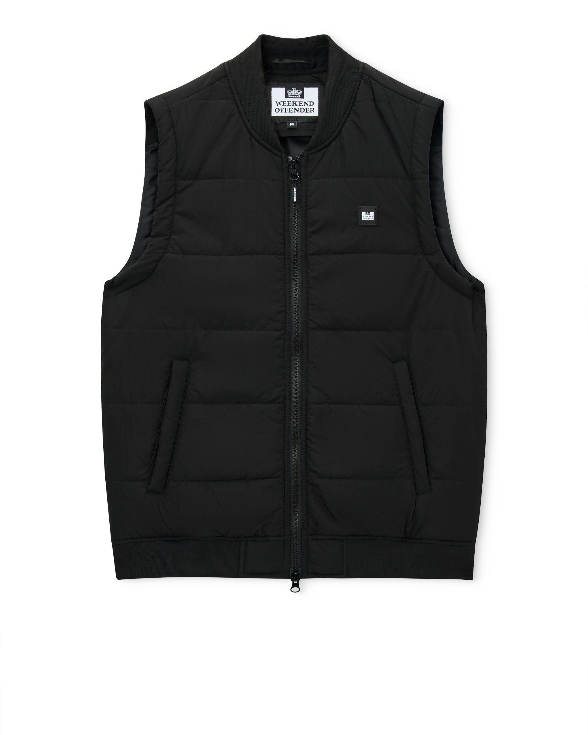 WEEKEND OFFENDER SAHARUN LIGHTWEIGHT QUILTED GILET BLACK