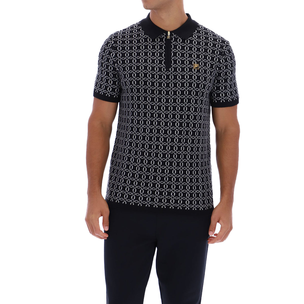 FILA JACKSON JACQUARD KNITTED ZIP POLO BLACK