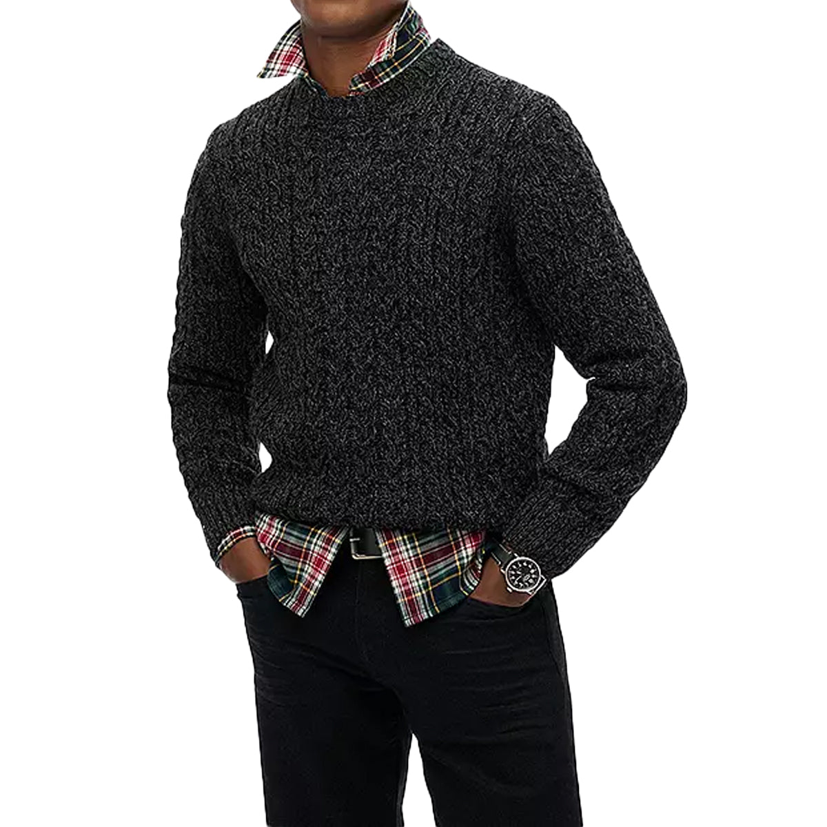 SUPERDRY JACOB CABLE CREW NECK JUMPER BLACK 02A