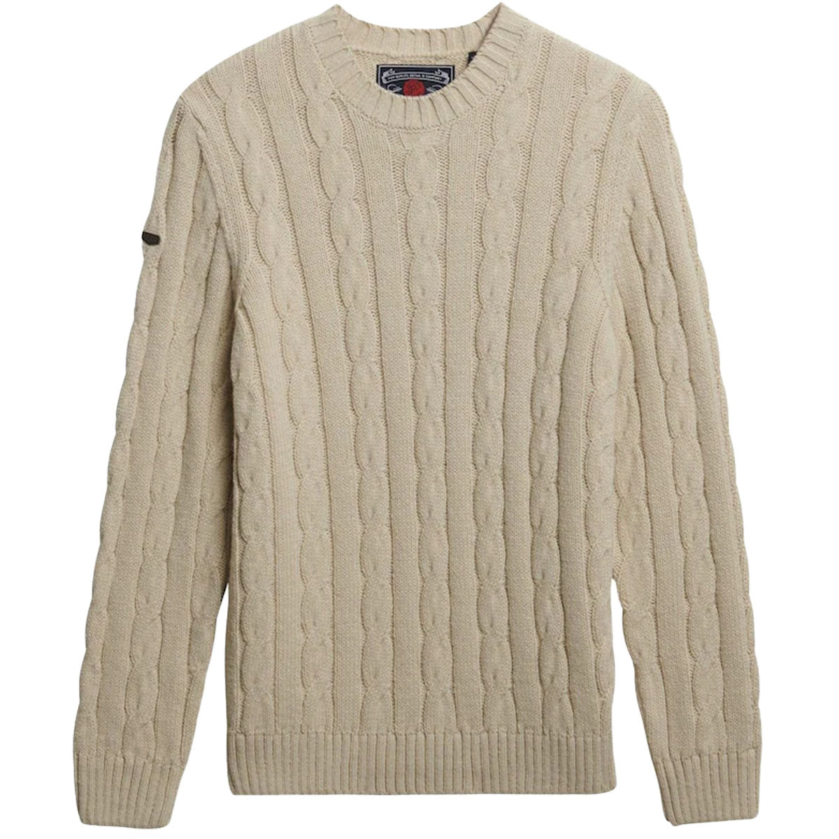 SUPERDRY JACOB CABLE CREW NECK JUMPER ECRU 39E