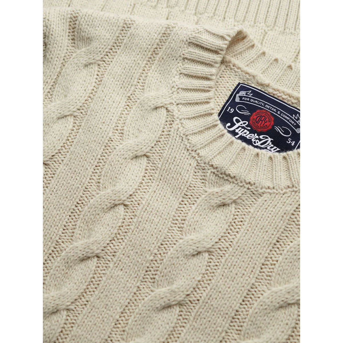 SUPERDRY JACOB CABLE CREW NECK JUMPER ECRU 39E
