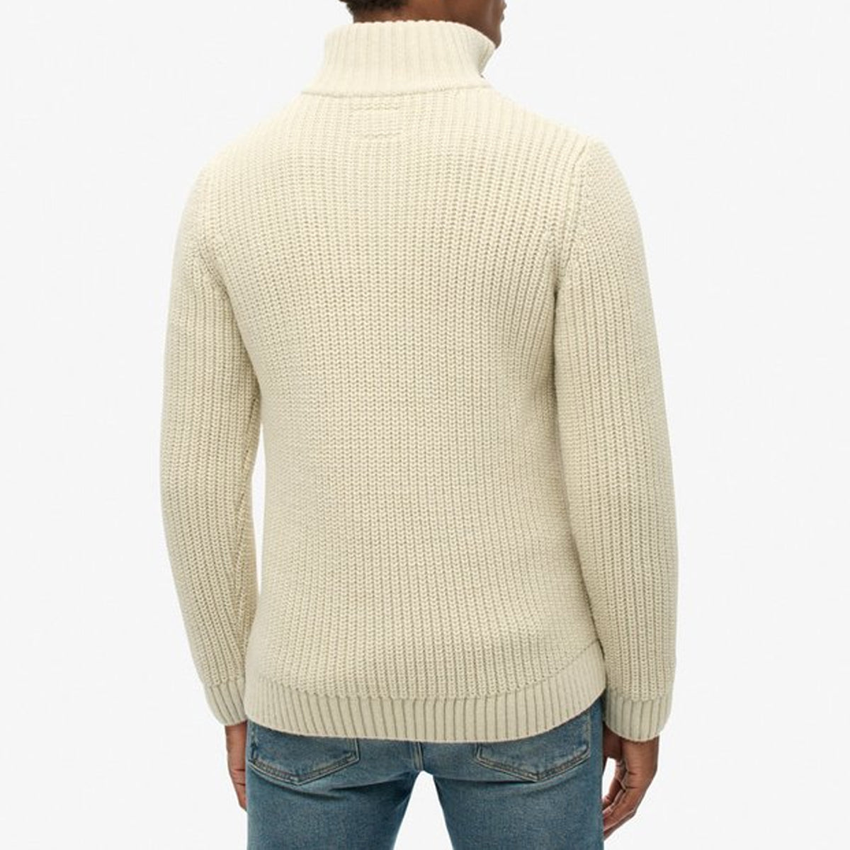 SUPERDRY JACOB CABLE KNIT HALF ZIP JUMPER ECRU 39E