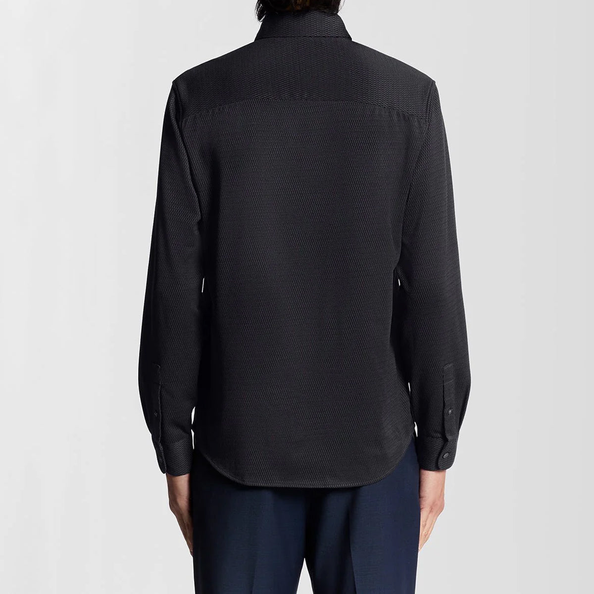 LYLE & SCOTT JAQUARD INTERLOCK NAVY SHIRT LW2348V