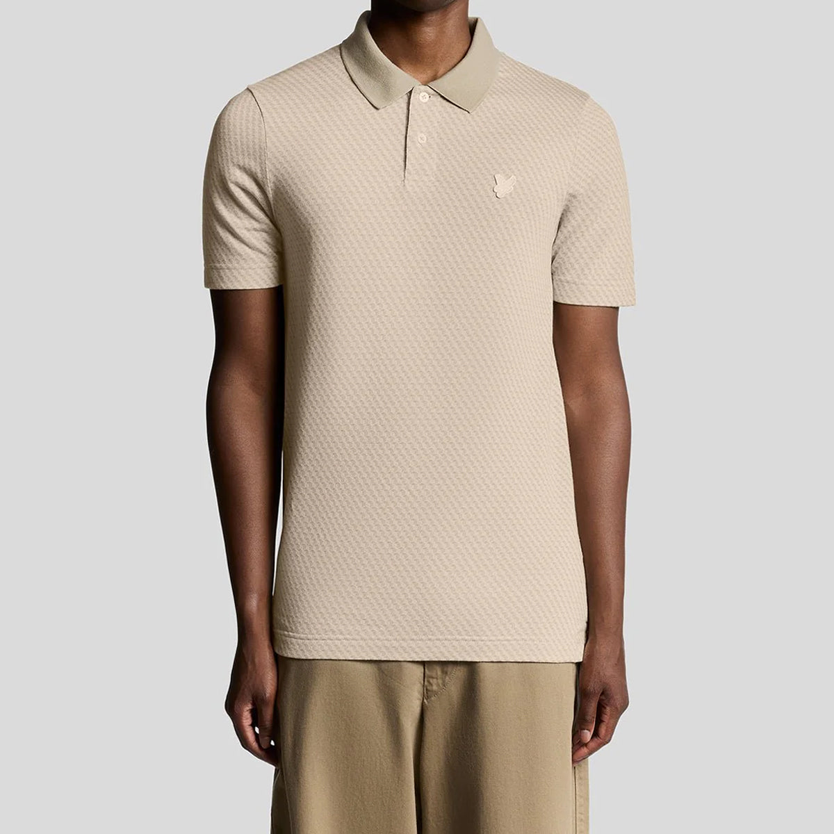 LYLE & SCOTT JAQUARD NATURAL BEIGE POLO SHIRT SP2345V