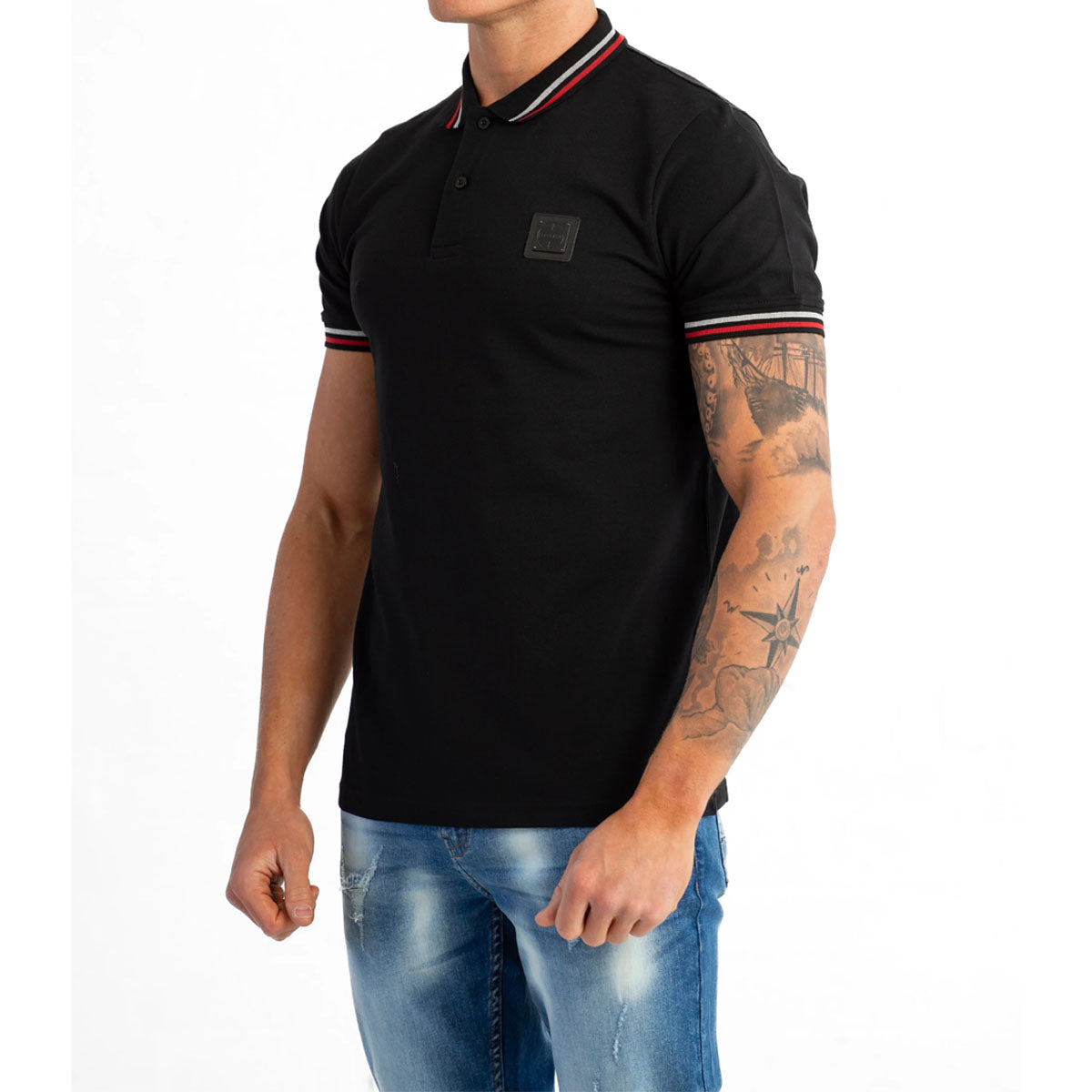 FORAY JAYDEN BLACK POLO T-SHIRT