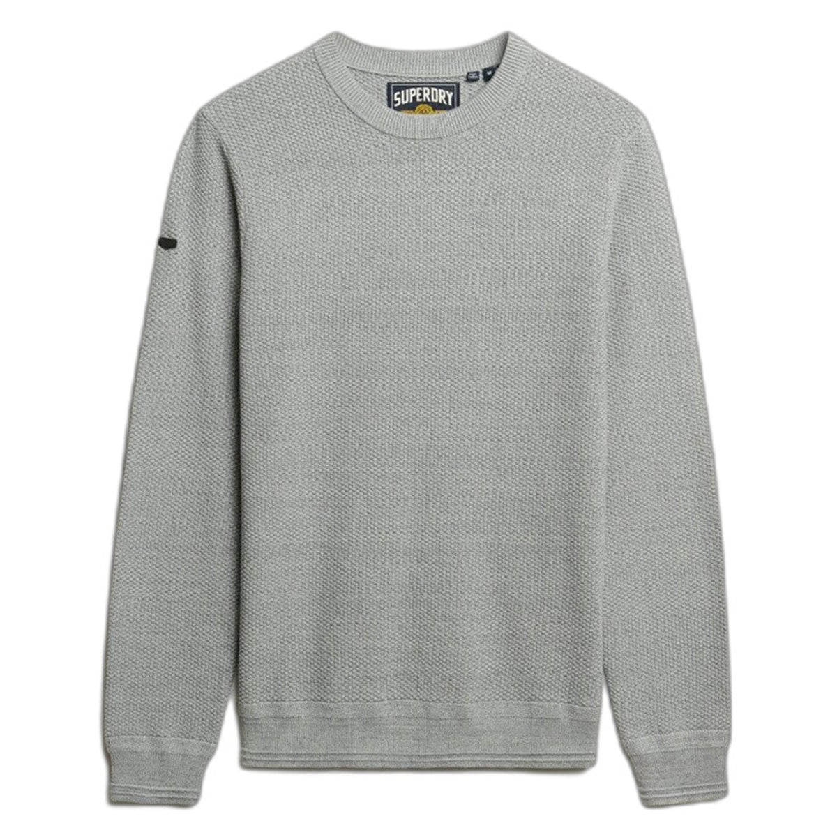 SUPERDRY LW COTTON TEXTURE CREW NECK JUMPER LIGHT GREY 39Q
