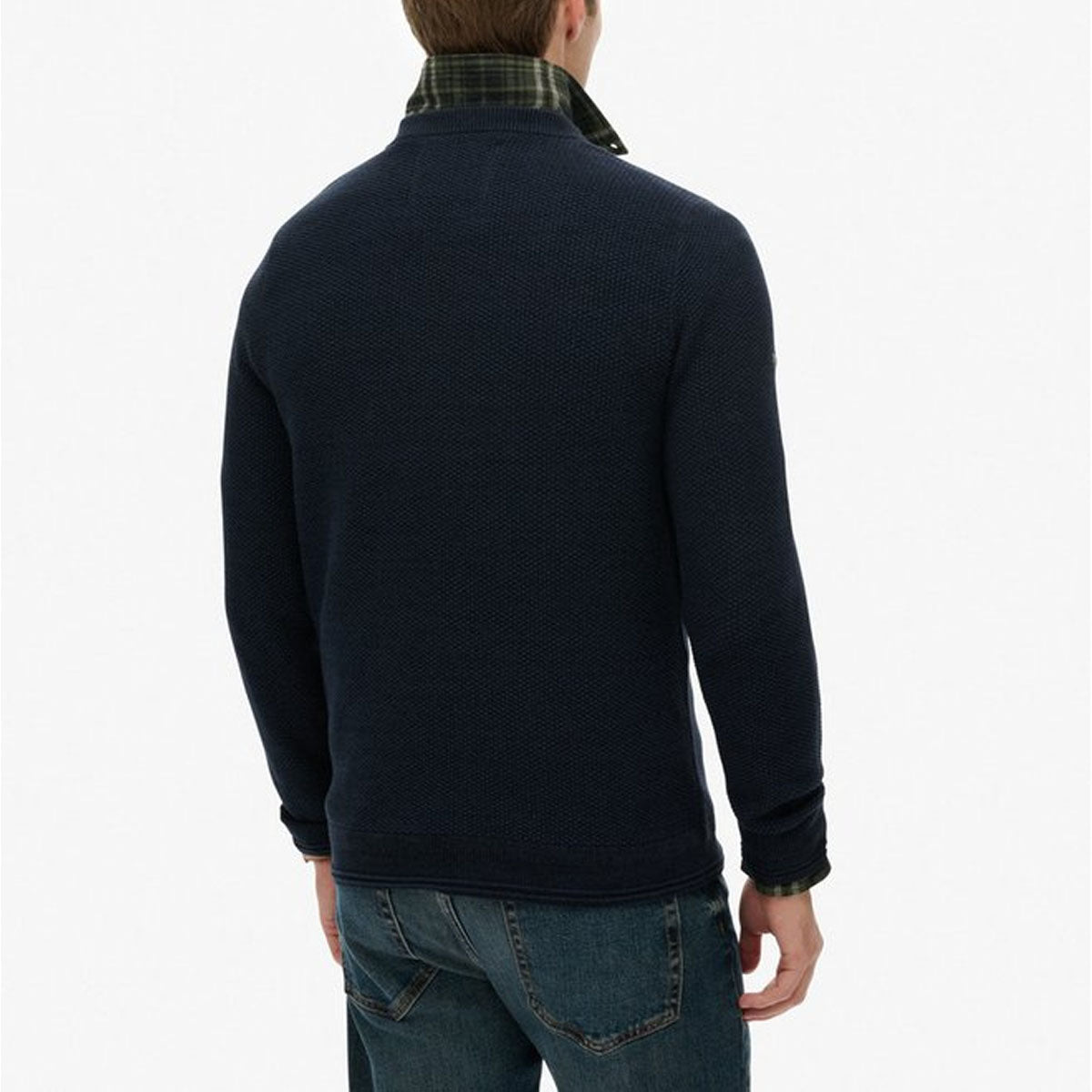 SUPERDRY LW COTTON TEXTURE CREW NECK JUMPER ECLIPSE NAVY