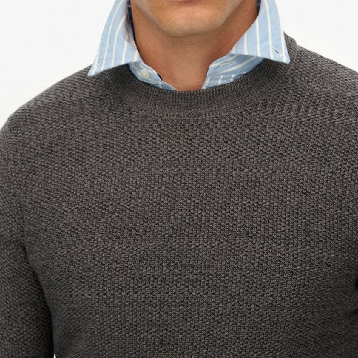 SUPERDRY LW COTTON TEXTURE JUMPER BLACK/DARK GREY AMI