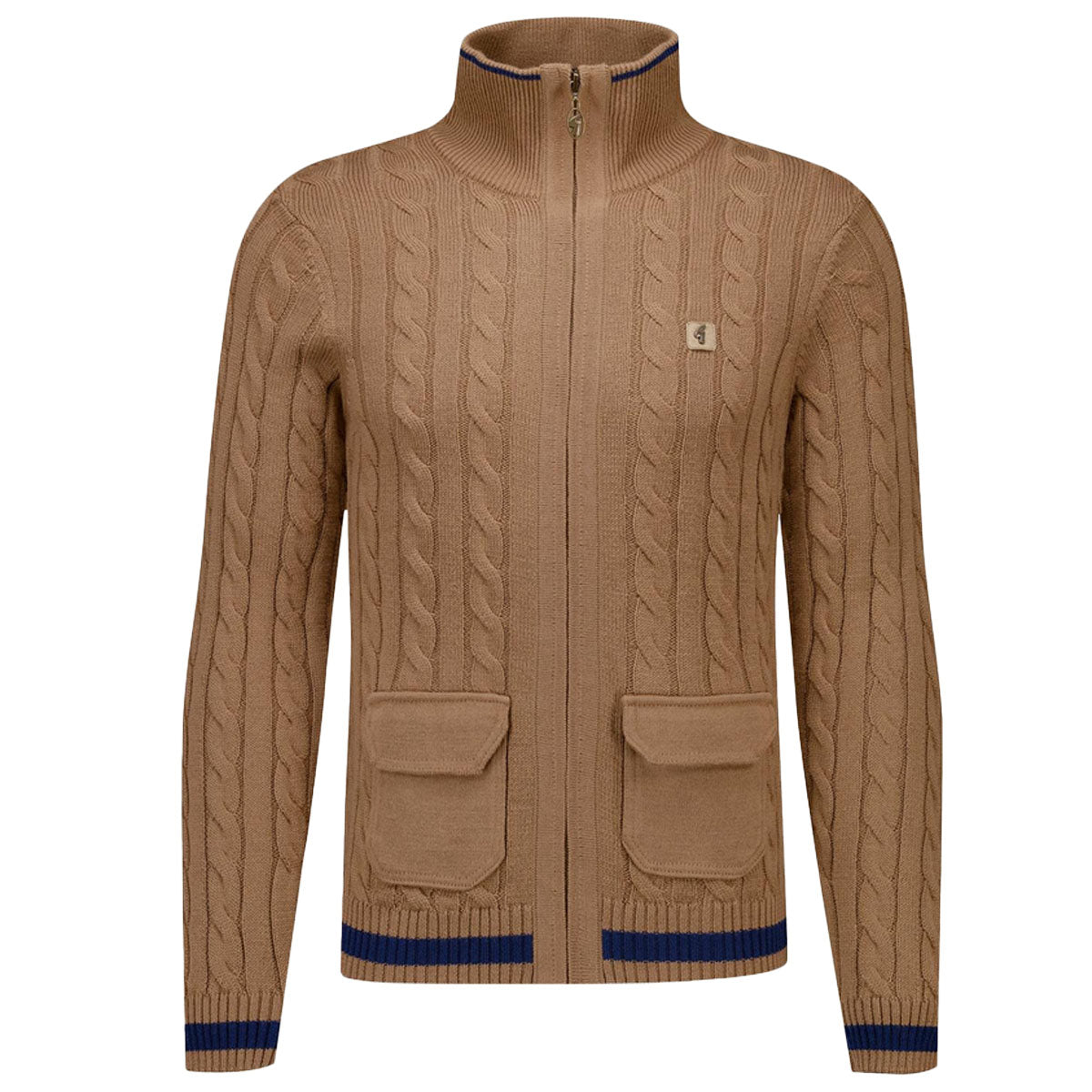 GABICCI LEVEN NUTMEG ZIP UP CABLE KNIT JUMPER