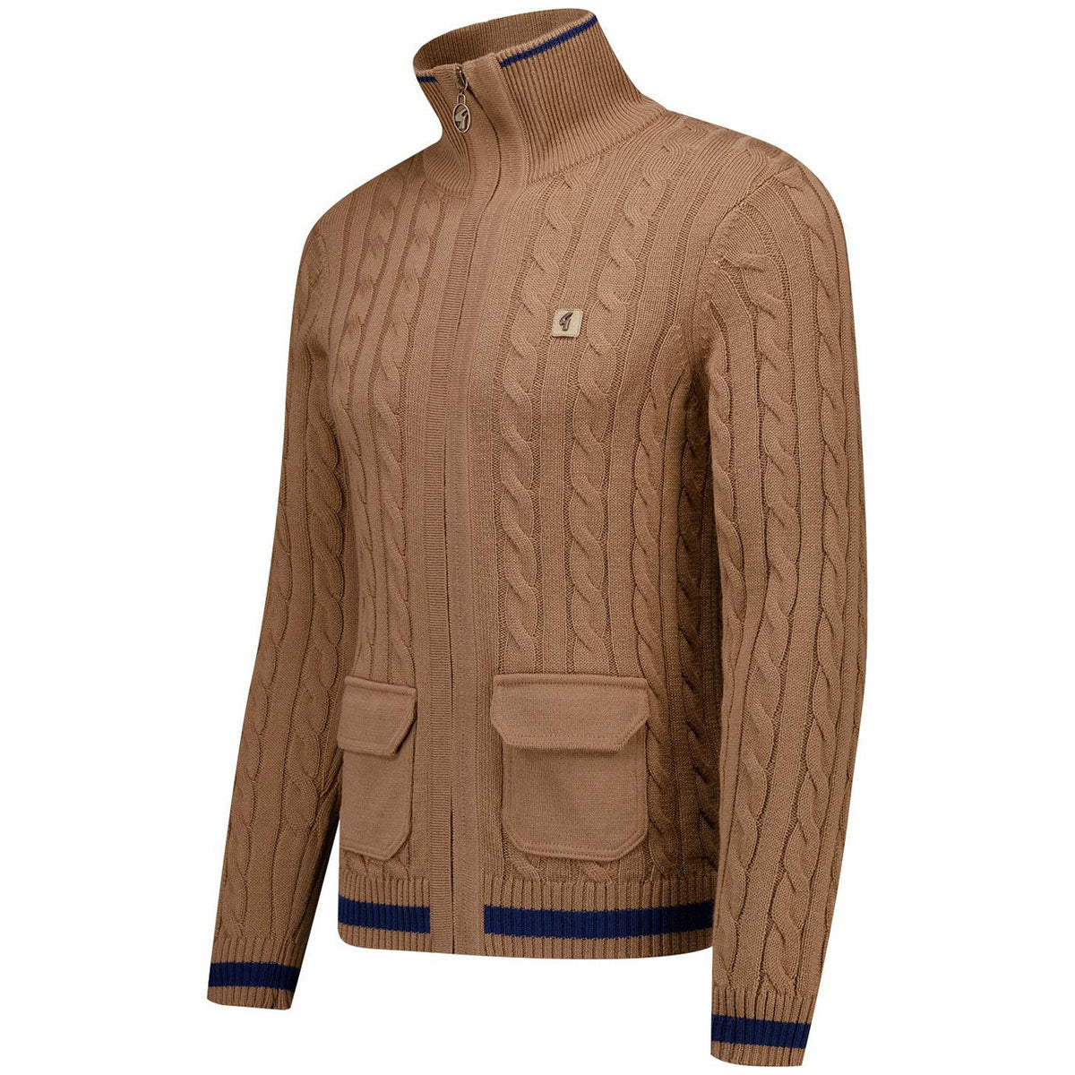 GABICCI LEVEN NUTMEG ZIP UP CABLE KNIT JUMPER