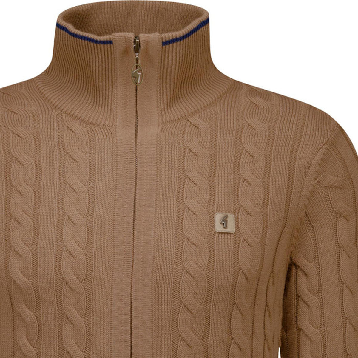 GABICCI LEVEN NUTMEG ZIP UP CABLE KNIT JUMPER