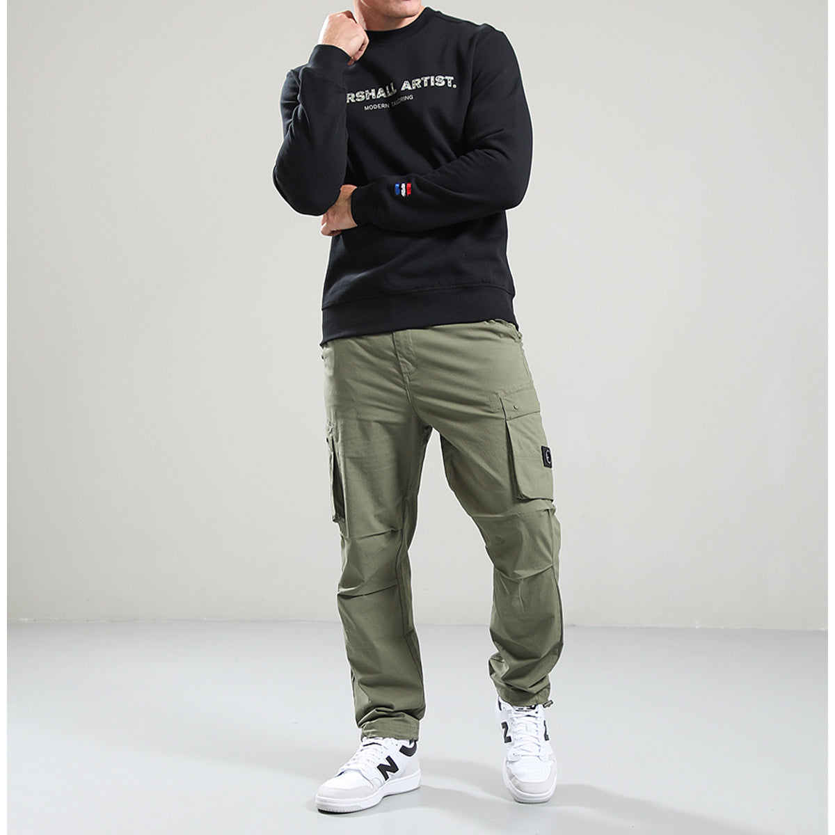 MARSHALL ARTIST RESURRECTION CREW NECK CAMO LOGO  BLACK SWEATSHIRT
