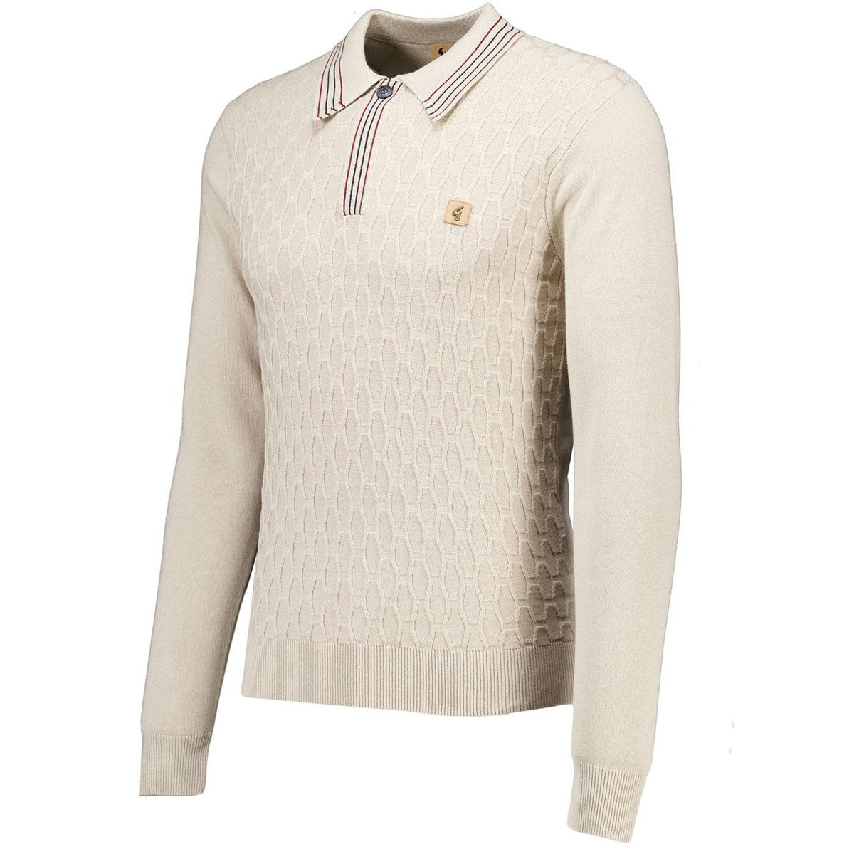GABICCI	MILTON LINEN BEIGE COLLAR TEXTURED KNIT JUMPER