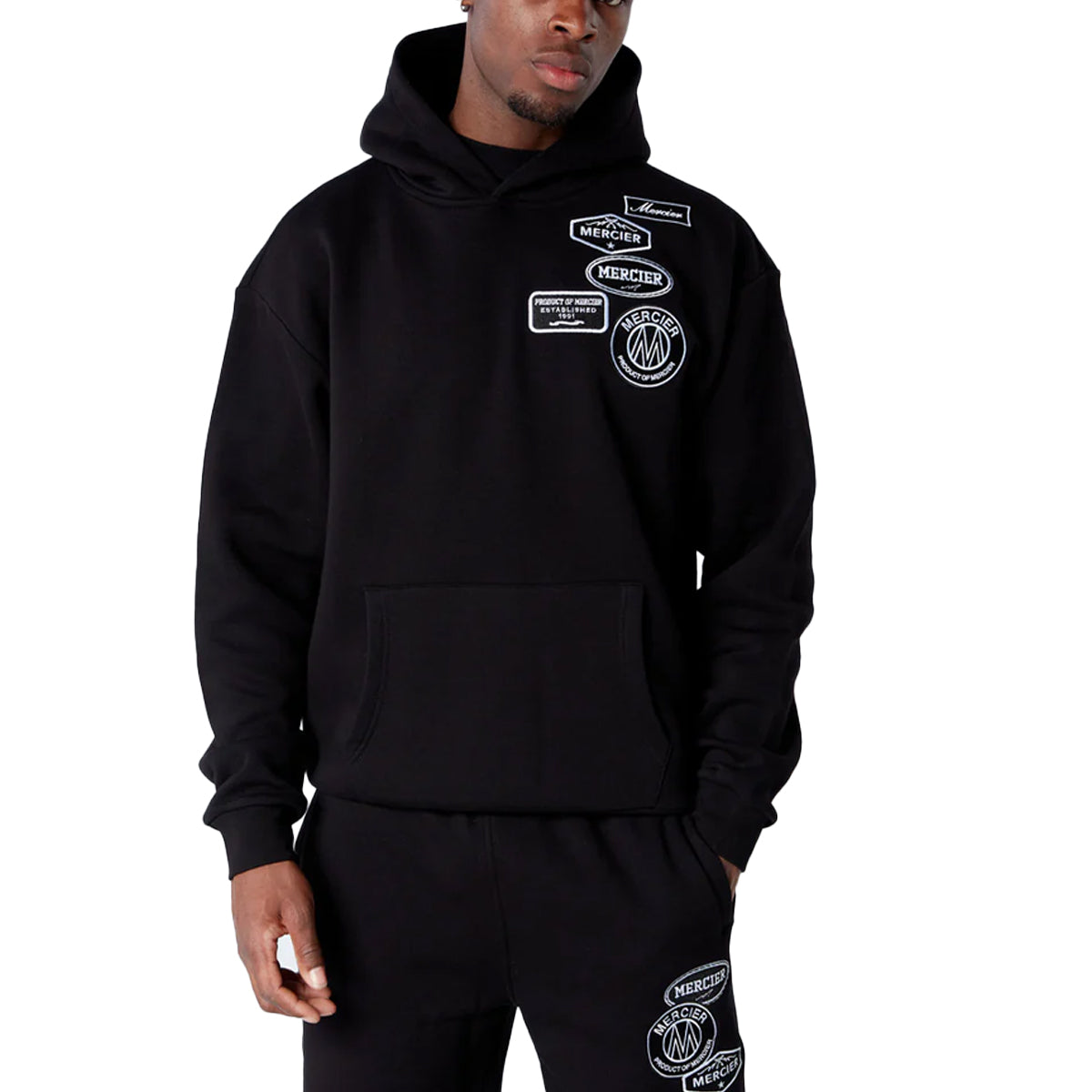MERCIER MONO BADGE DROP BLACK HOODY MERC970