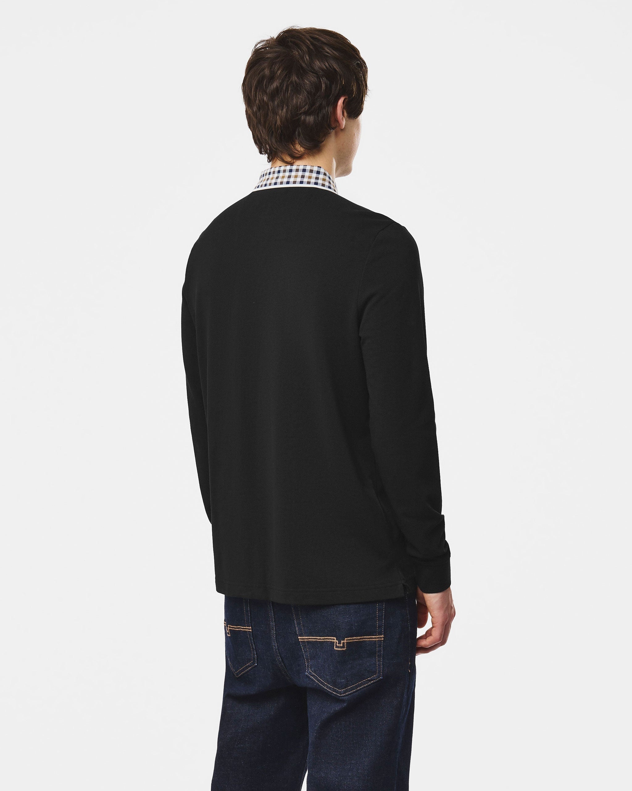 WEEKEND OFFENDER LINDLEY LONG SLEEVE POLO BLACK