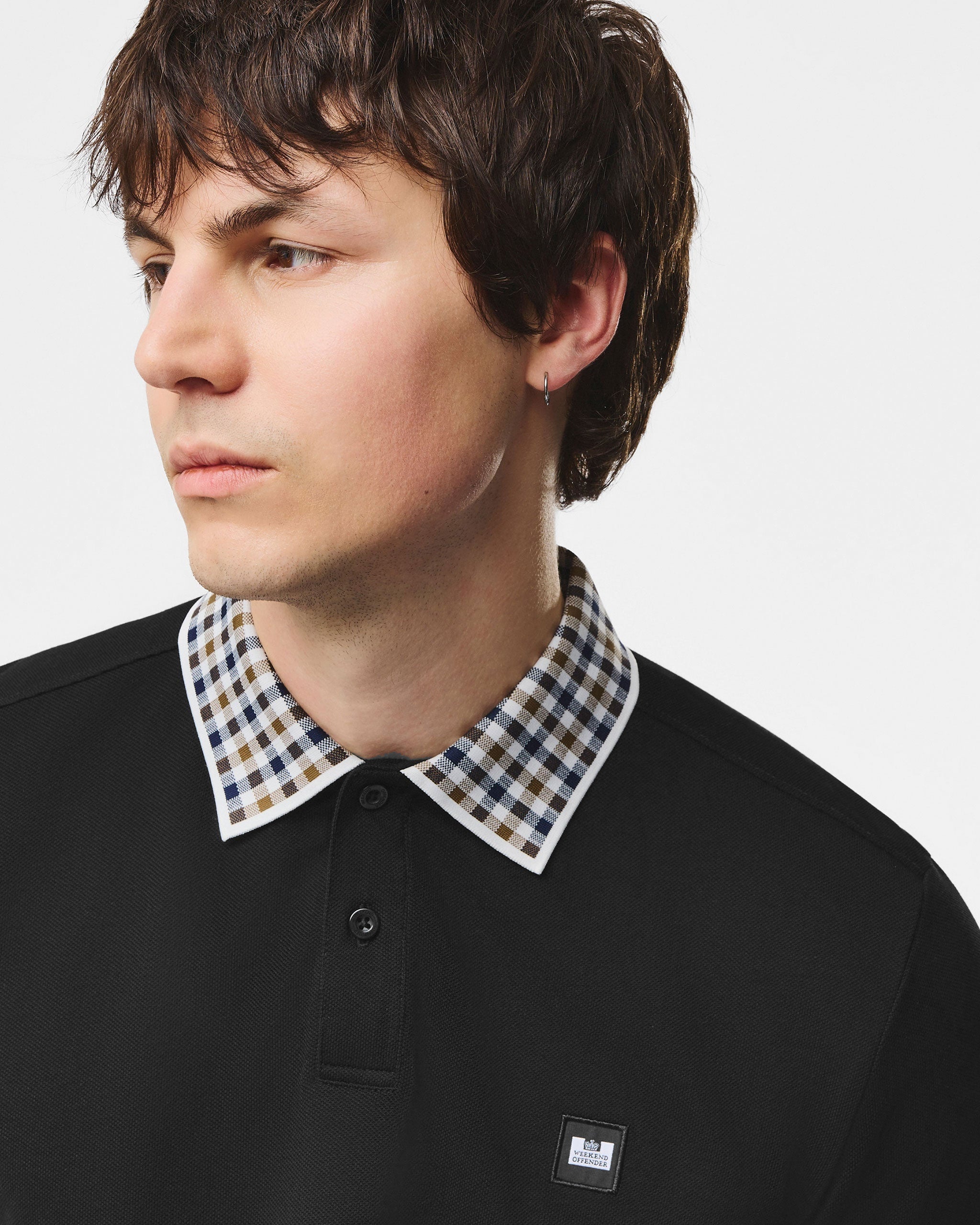 WEEKEND OFFENDER LINDLEY LONG SLEEVE POLO BLACK