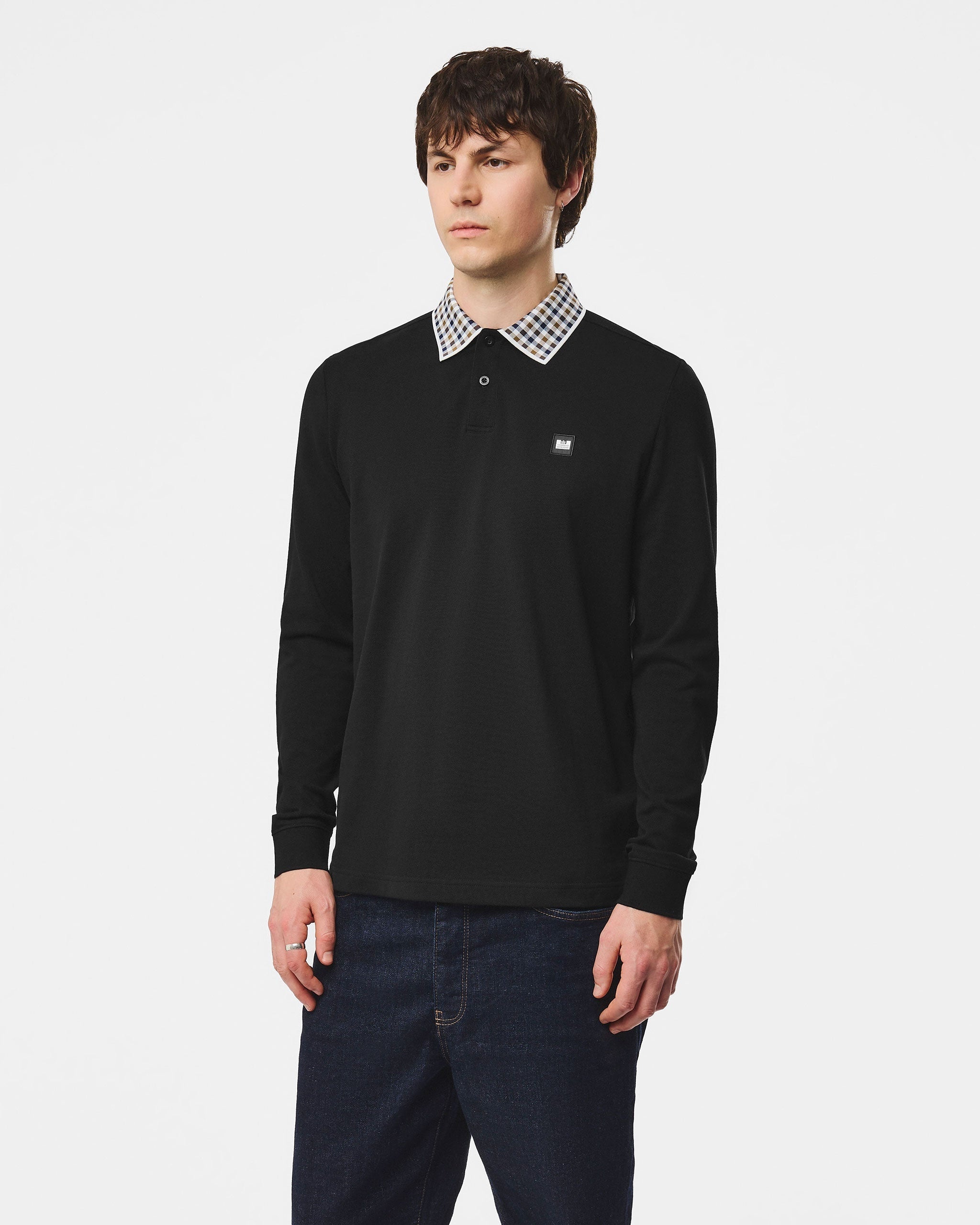WEEKEND OFFENDER LINDLEY LONG SLEEVE POLO BLACK