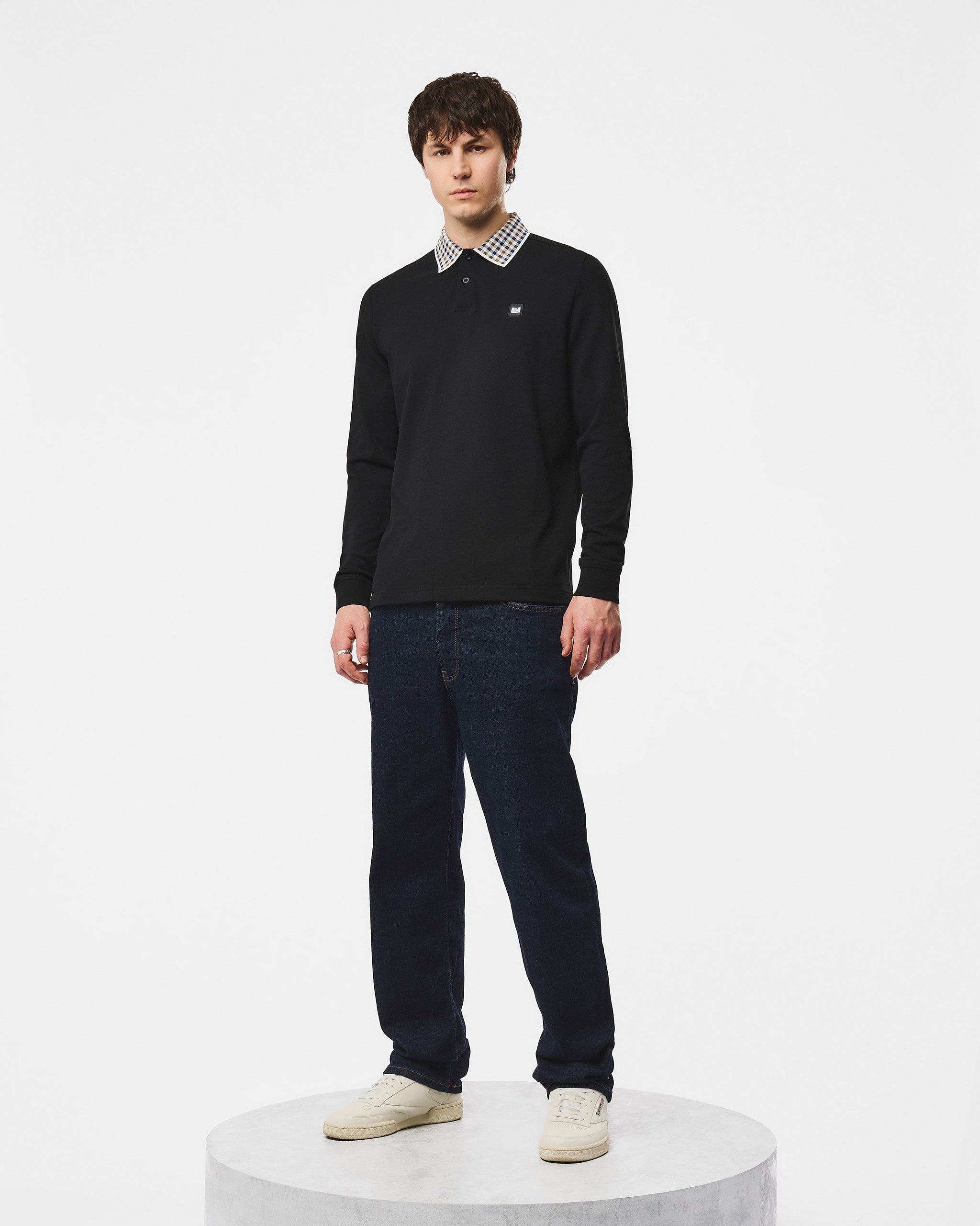 WEEKEND OFFENDER LINDLEY LONG SLEEVE POLO BLACK