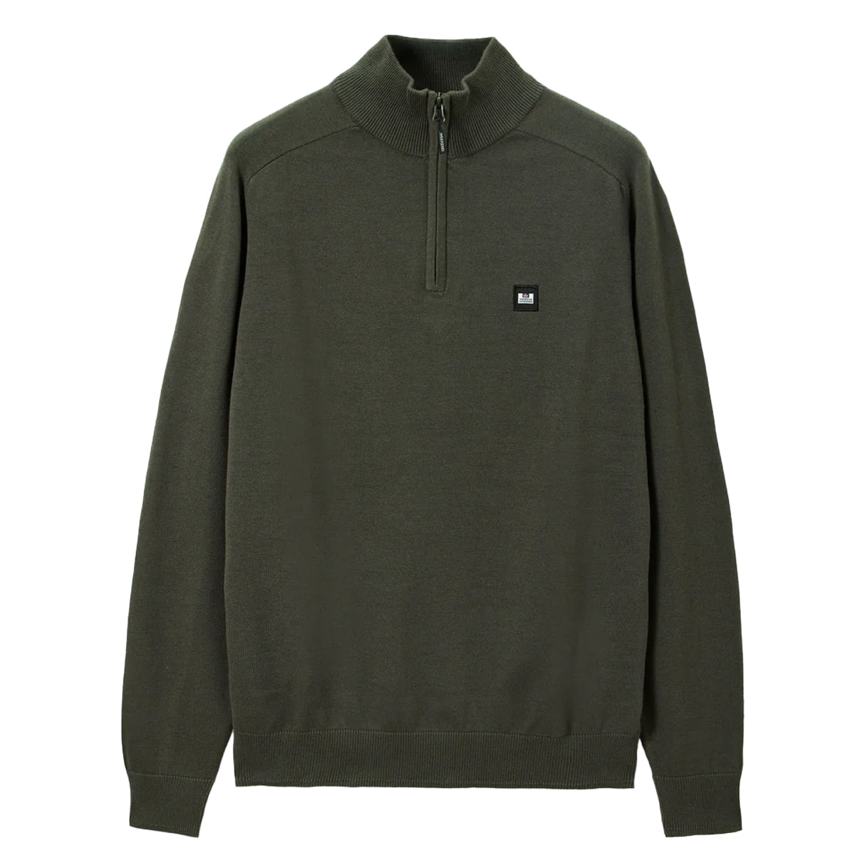 WEEKEND OFFENDER	PIERRE FINE GAUGE 1/4 ZIP FOREST GREEN SWEATER