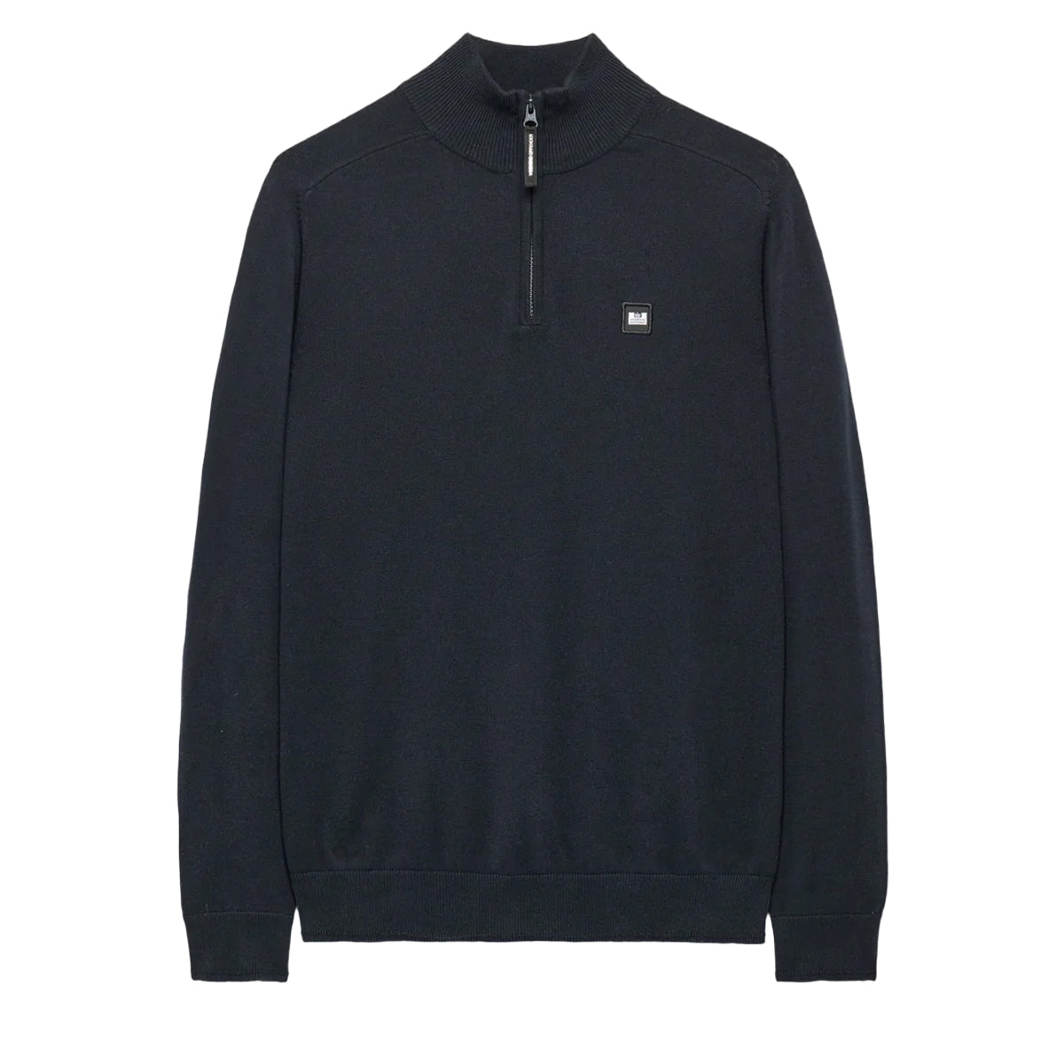 WEEKEND OFFENDER	PIERRE FINE GAUGE 1/4 ZIP NAVY SWEATER