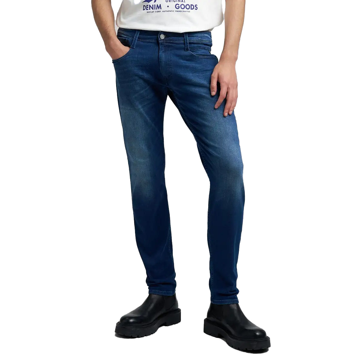 REPLAY	POWERSTRETCH ANBASS SLIM FIT MID BLUE JEANS M914 41A 783 009