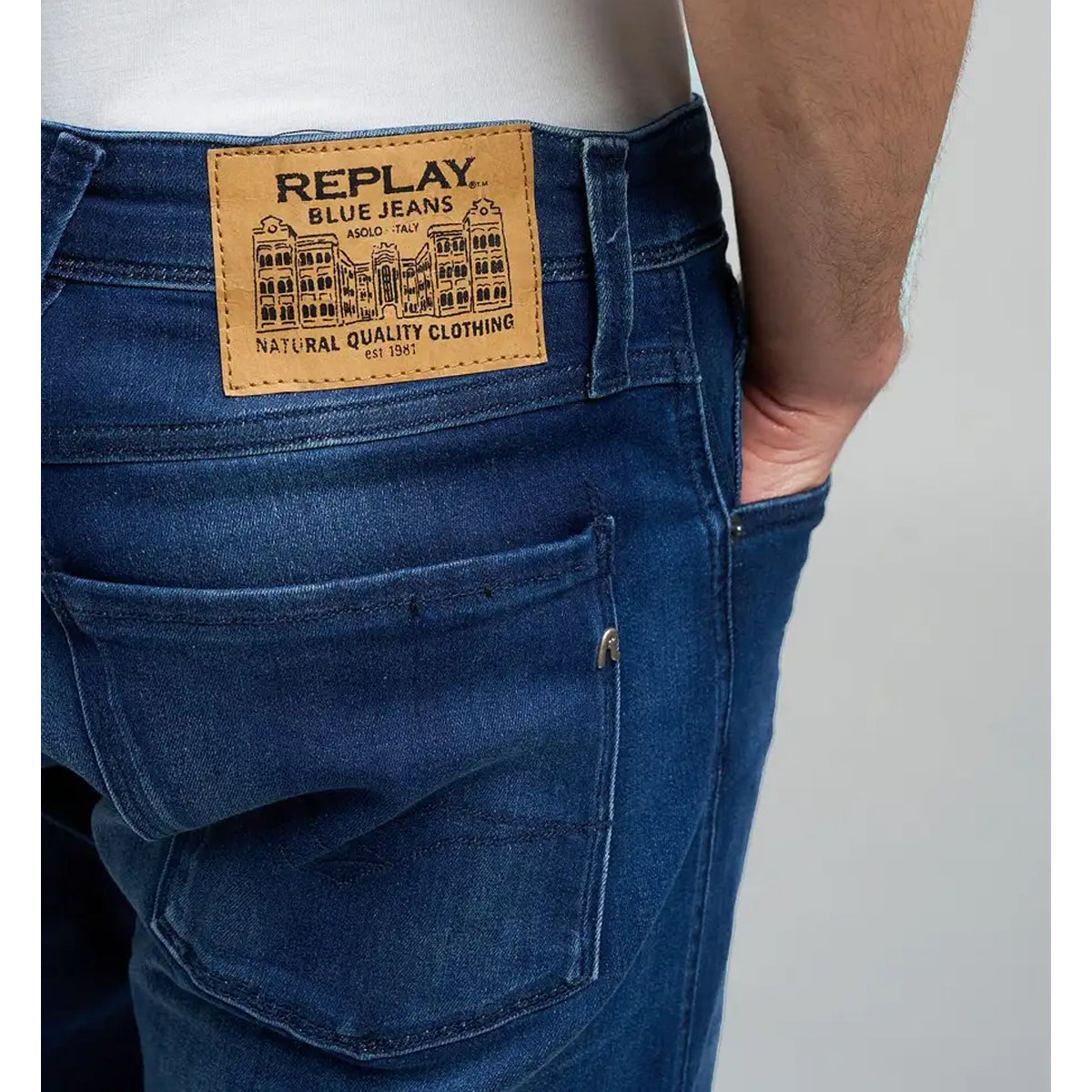 REPLAY	POWERSTRETCH ANBASS SLIM FIT MID BLUE JEANS M914 41A 783 009