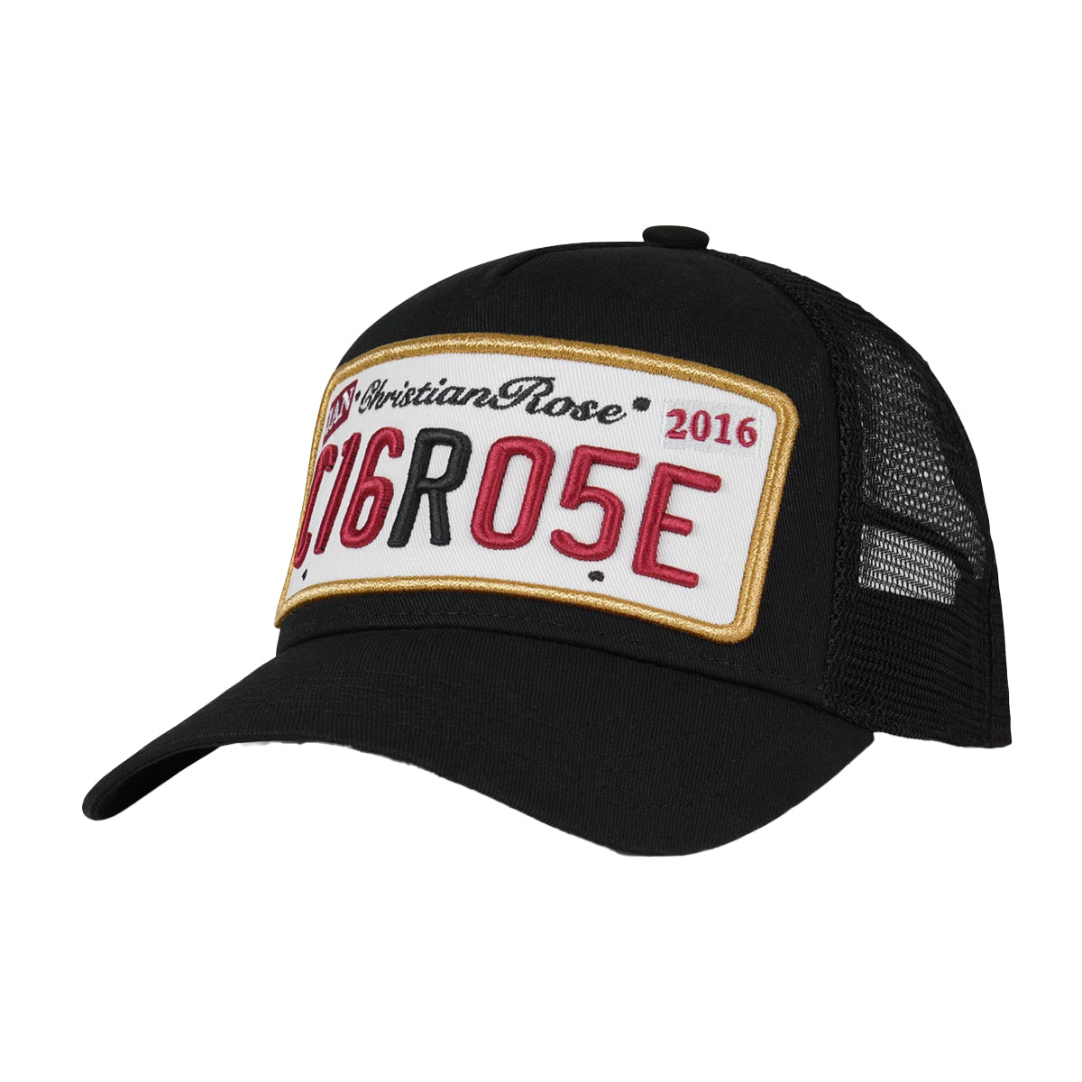 CHRISTIAN ROSE PRIVATE PLATE TRUCKER CAP BLACK/GOLD