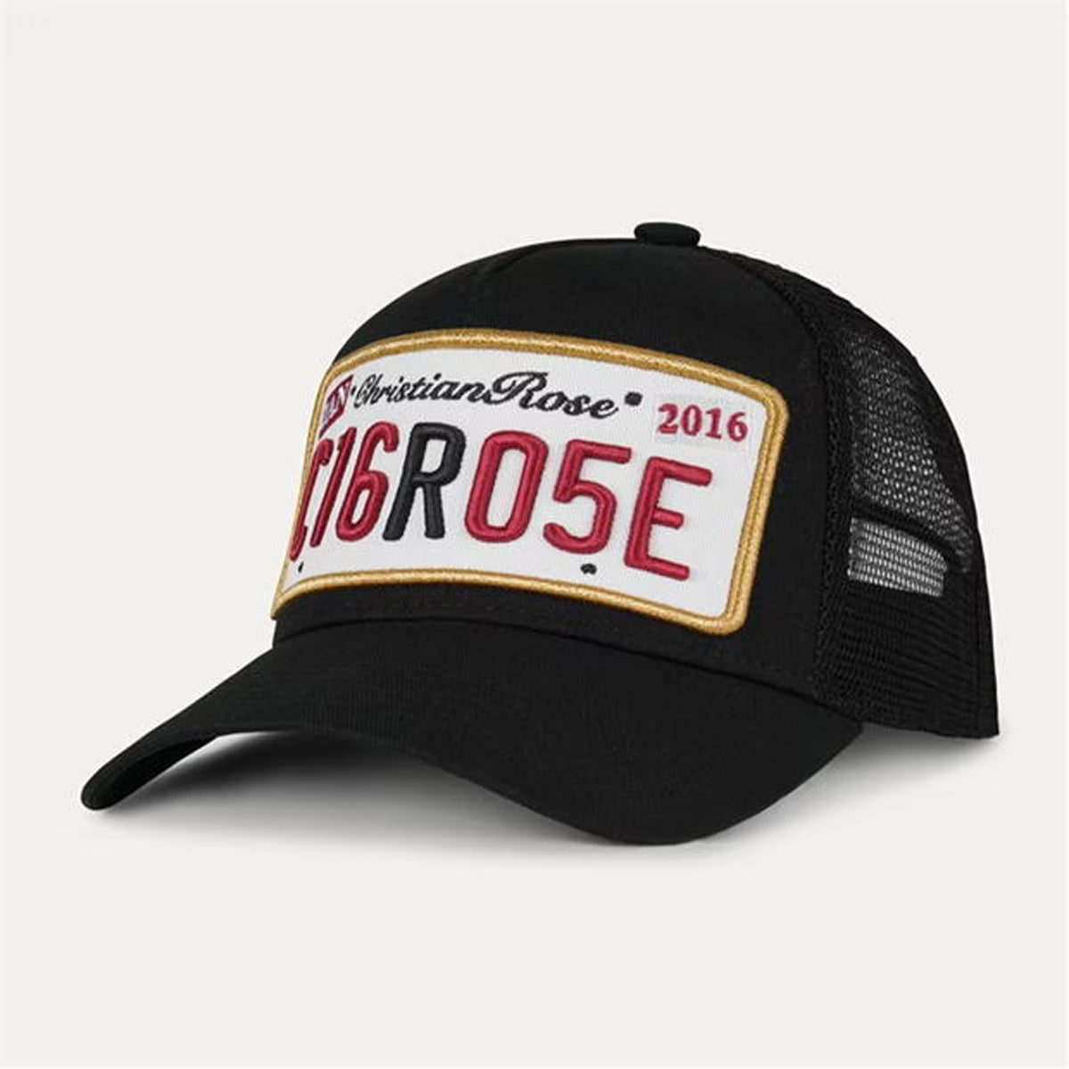 CHRISTIAN ROSE PRIVATE PLATE TRUCKER CAP BLACK/GOLD