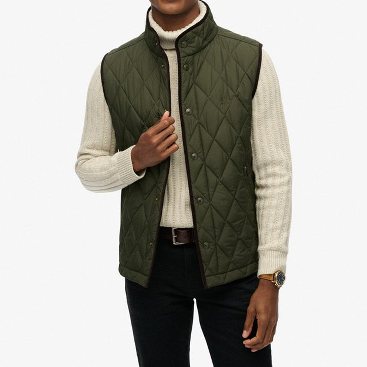 SUPERDRY QUILTED ESTATE OLIVE GREEN GILET