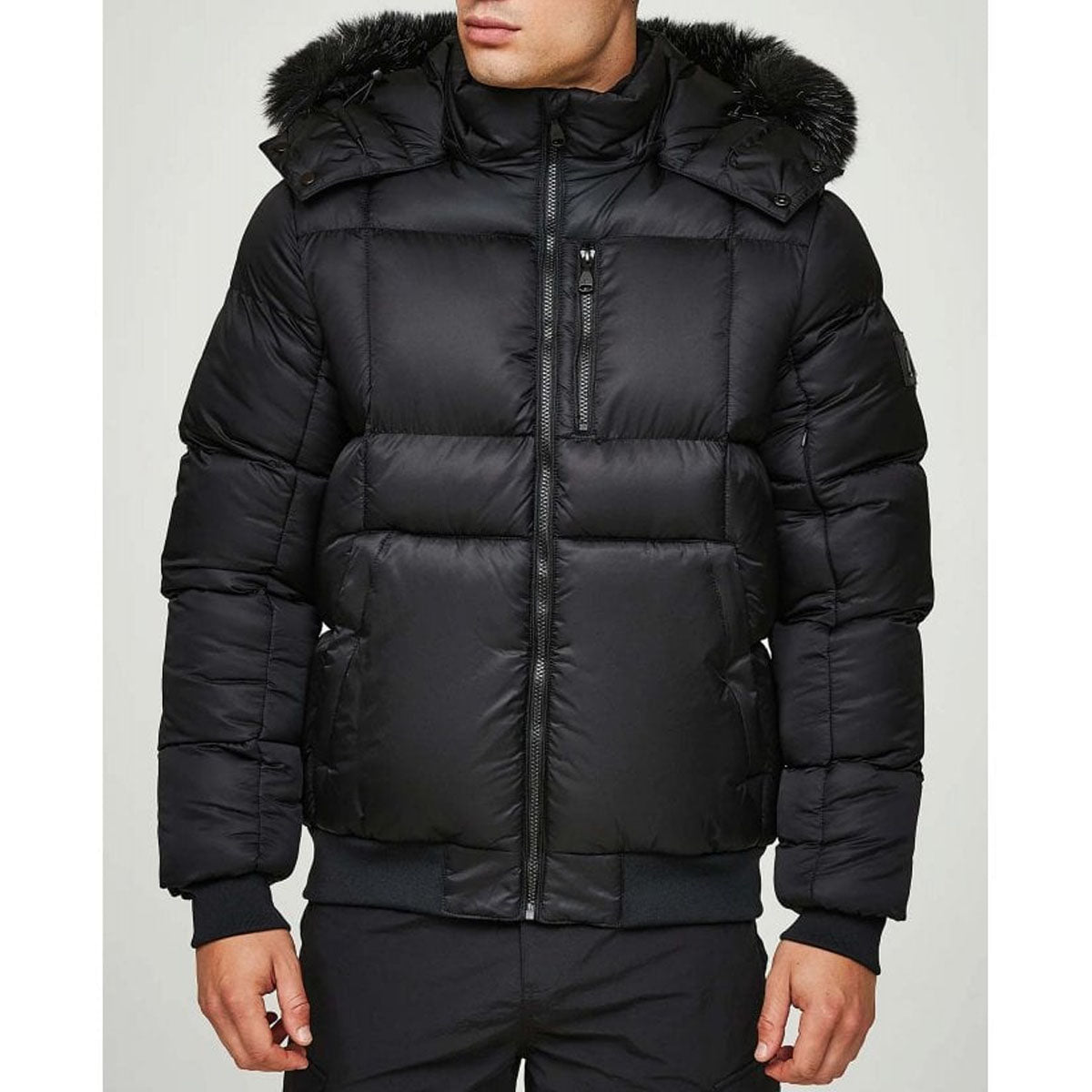 ALESSANDRO ZAVETTI SAVINIO BLACK PUFFER BOMBER JACKET