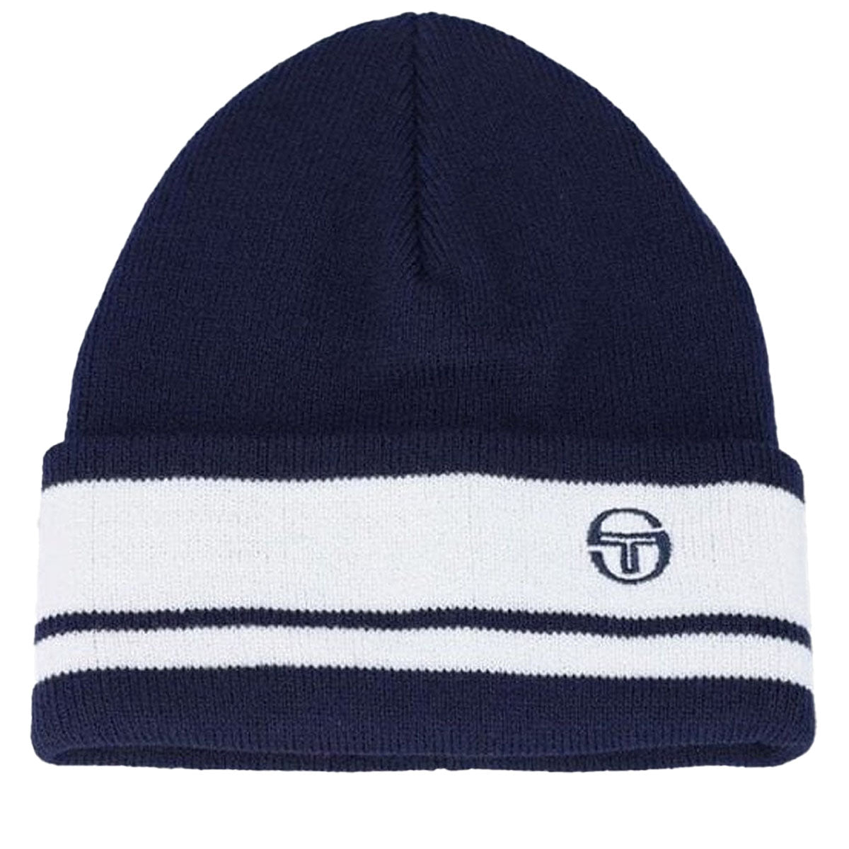 SERGIO TACCHINI SELLARZ JAQUARD STRIPED TURN UP BEANIE NAVY/CREAM